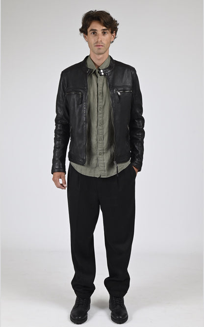 Blouson Cuir Homme La canadienne, modèle Mumbai de couleur noir