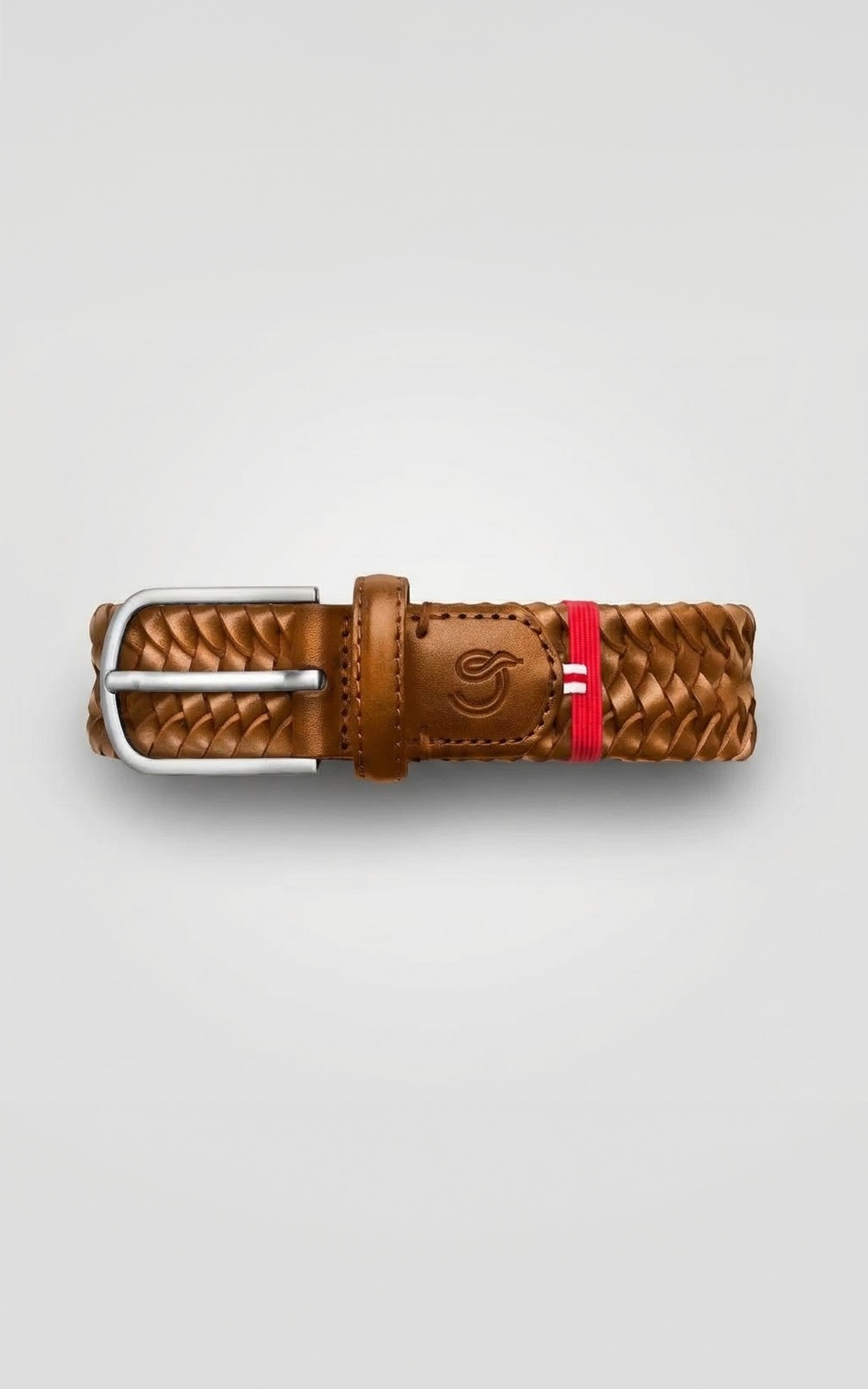 Ceinture tressée cuir Napoli camel 1