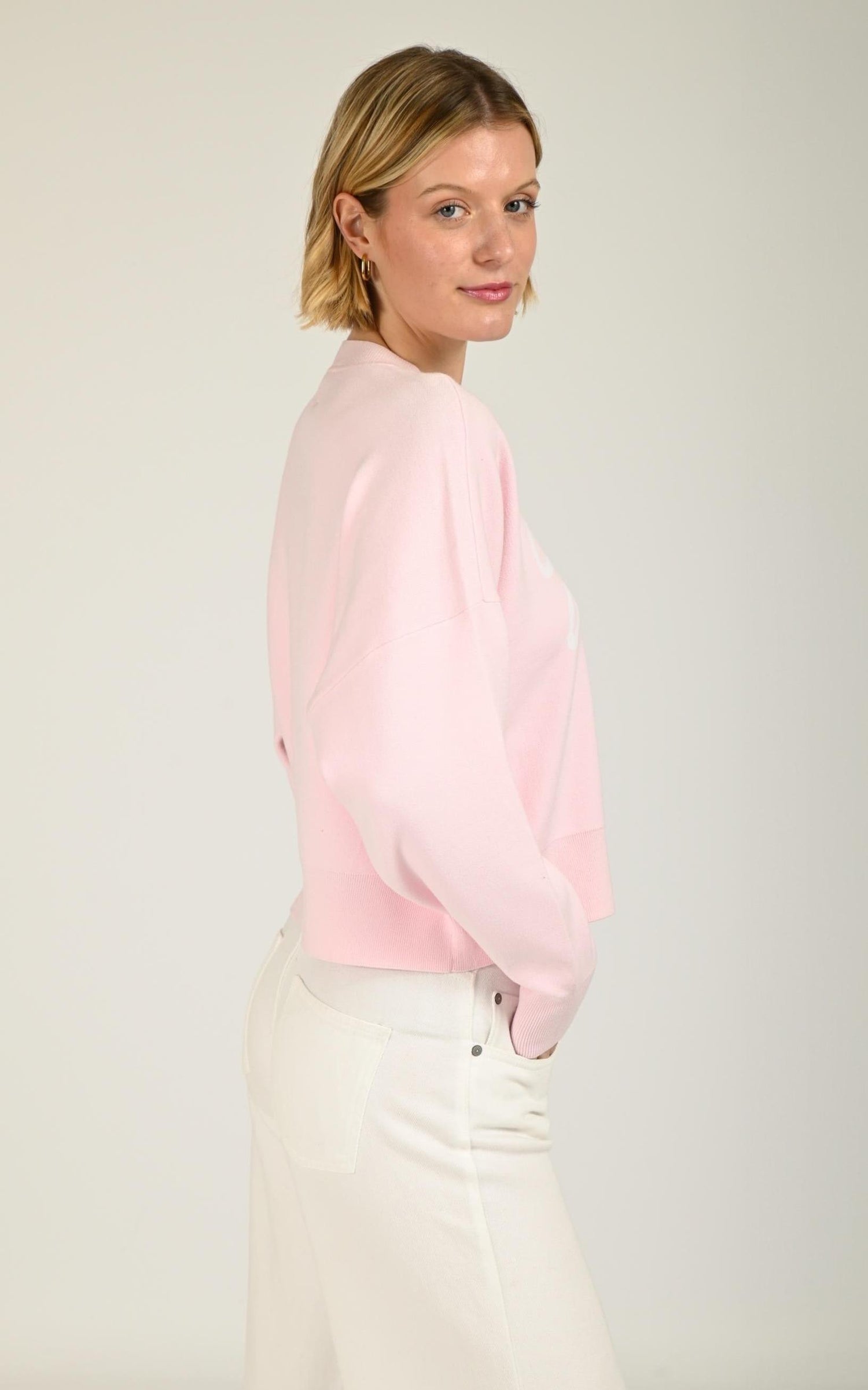 Pull Textile Femme Gertrude Et Gaston, modèle Nath script de couleur rose 3