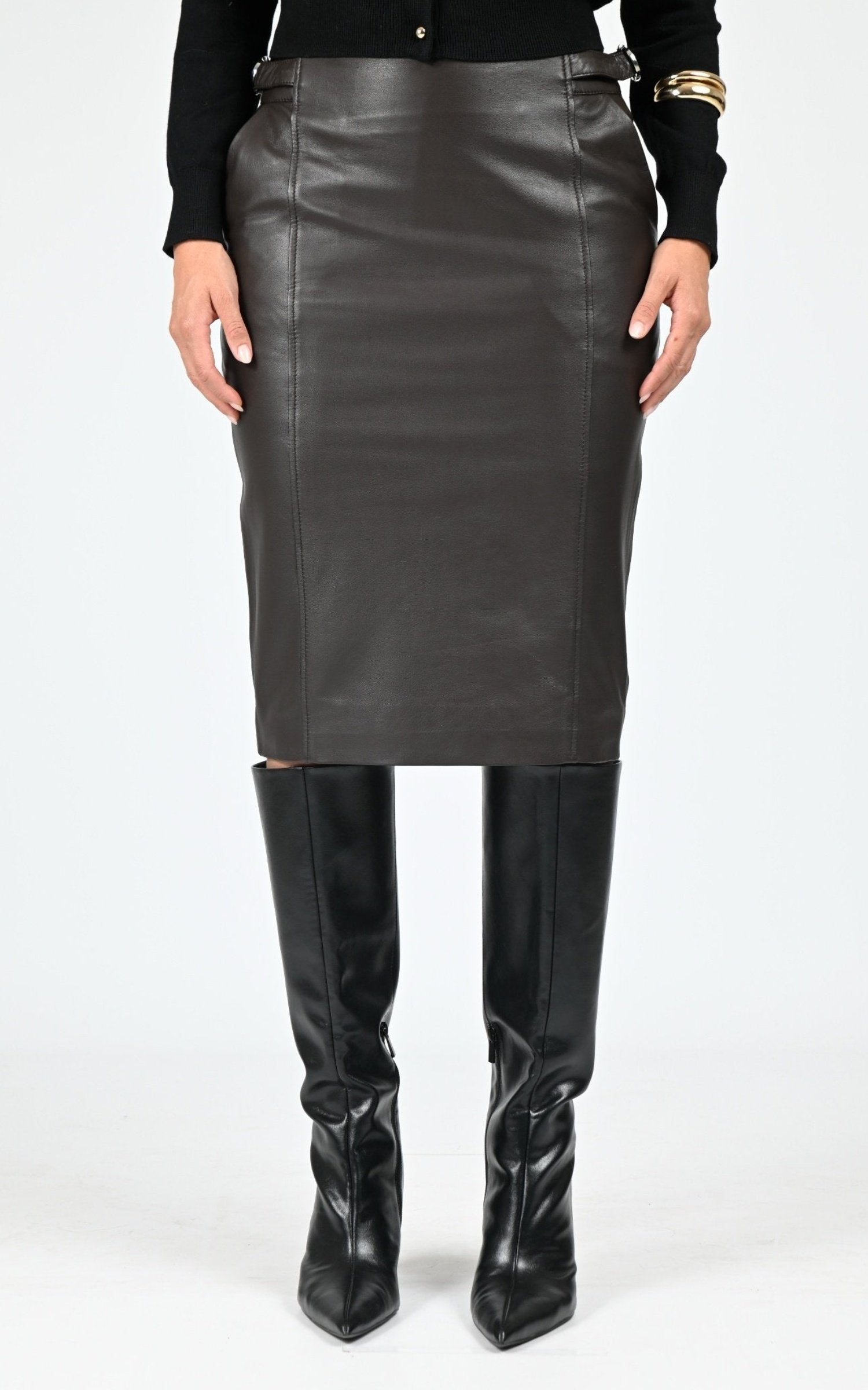 Jupe Cuir Femme Oakwood, modèle Next 64916 de couleur dark brown 504 1