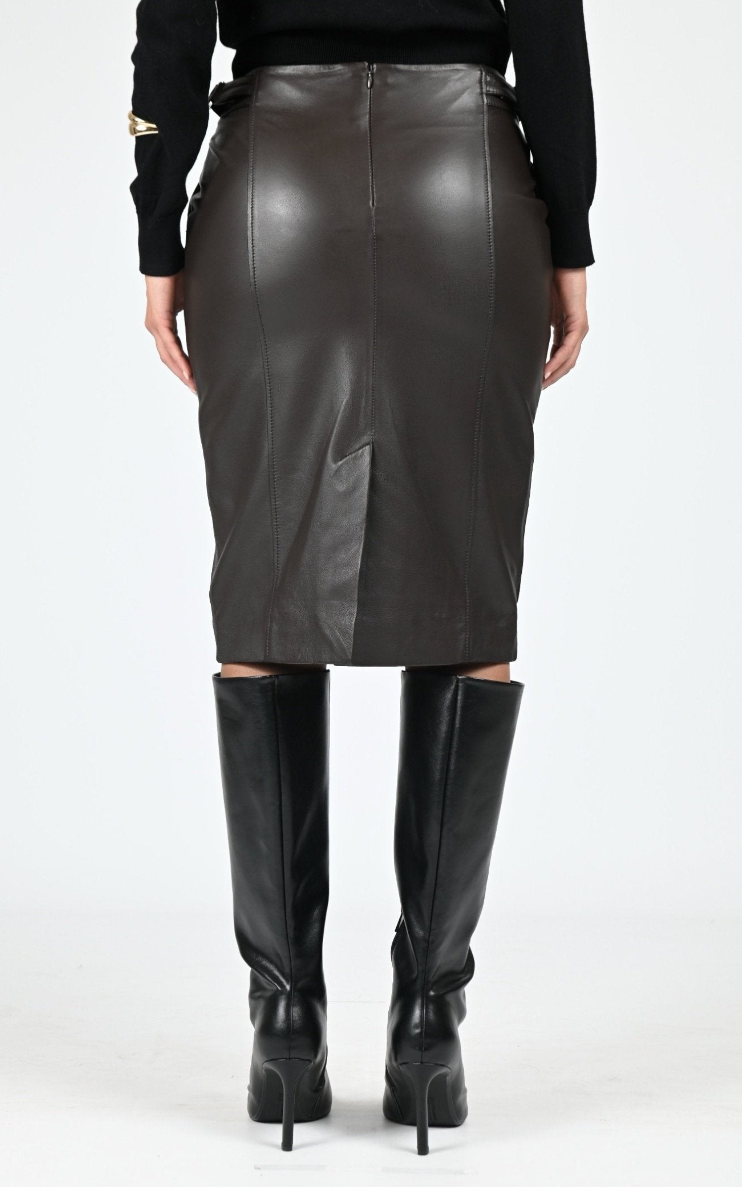 Jupe Cuir Femme Oakwood, modèle Next 64916 de couleur dark brown 504