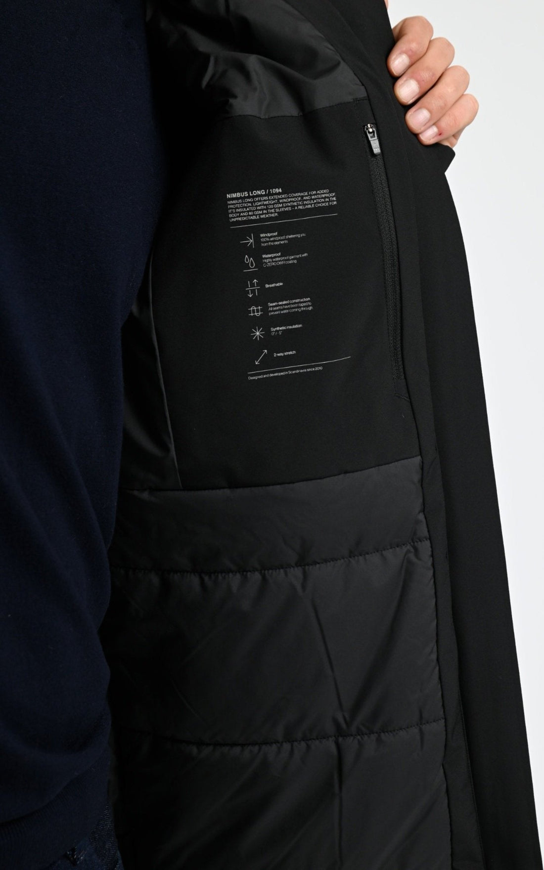3/4 Textile Homme Scandinavian Edition, modèle Nimbus long de couleur onyx