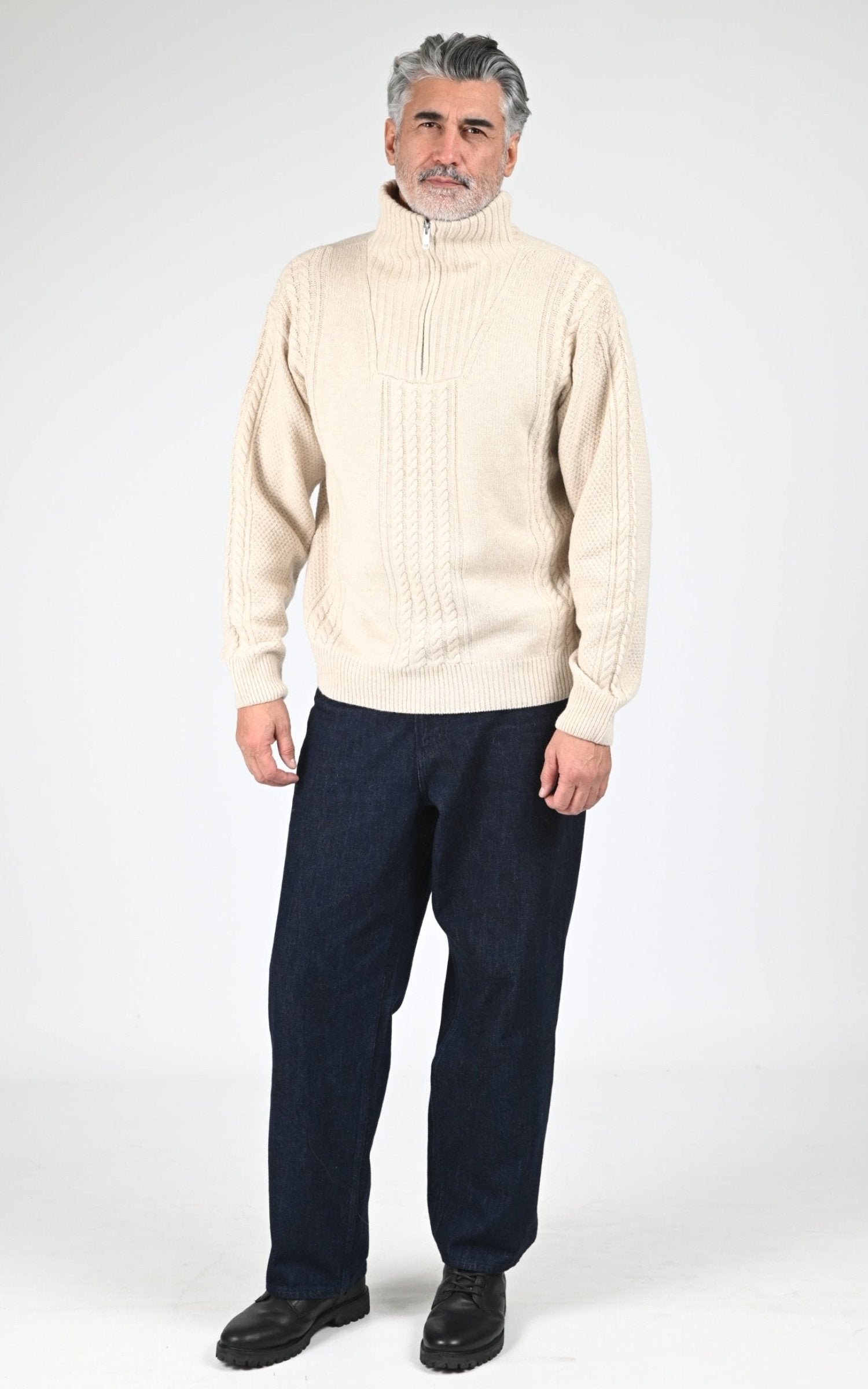 Pull laine torsadé beige 2