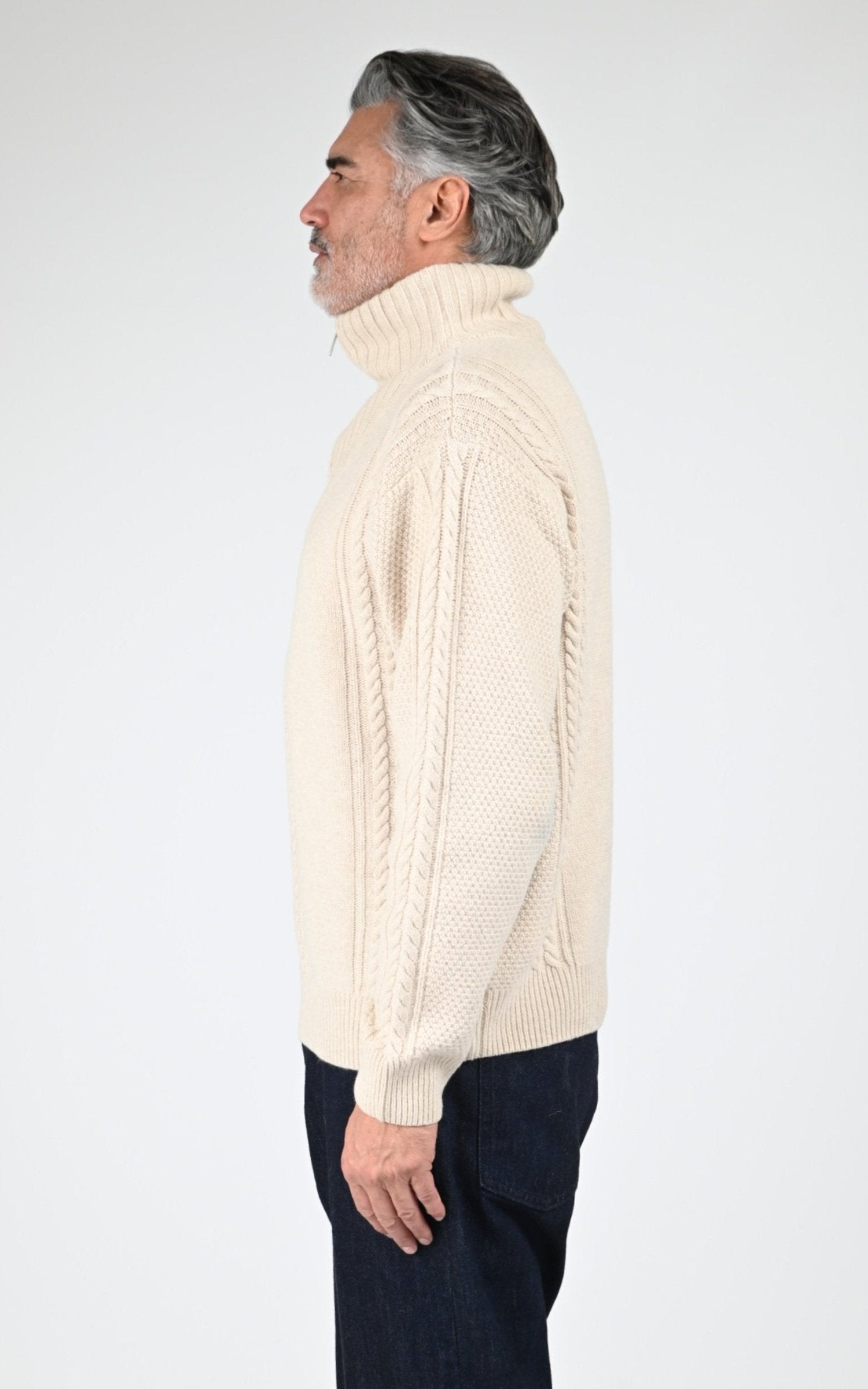 Pull laine torsadé beige