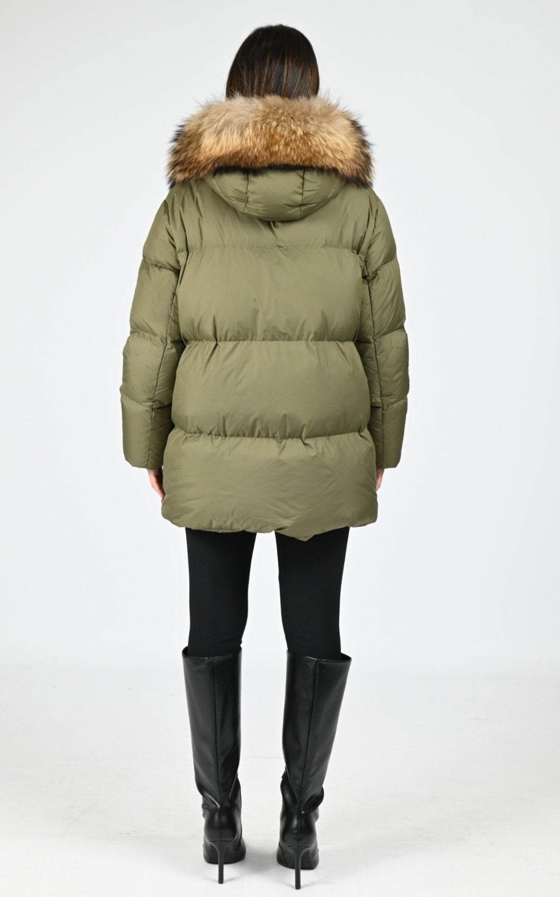 3/4 doudoune Textile Femme Giorgio &amp; Mario, modèle Osmande de couleur kaki