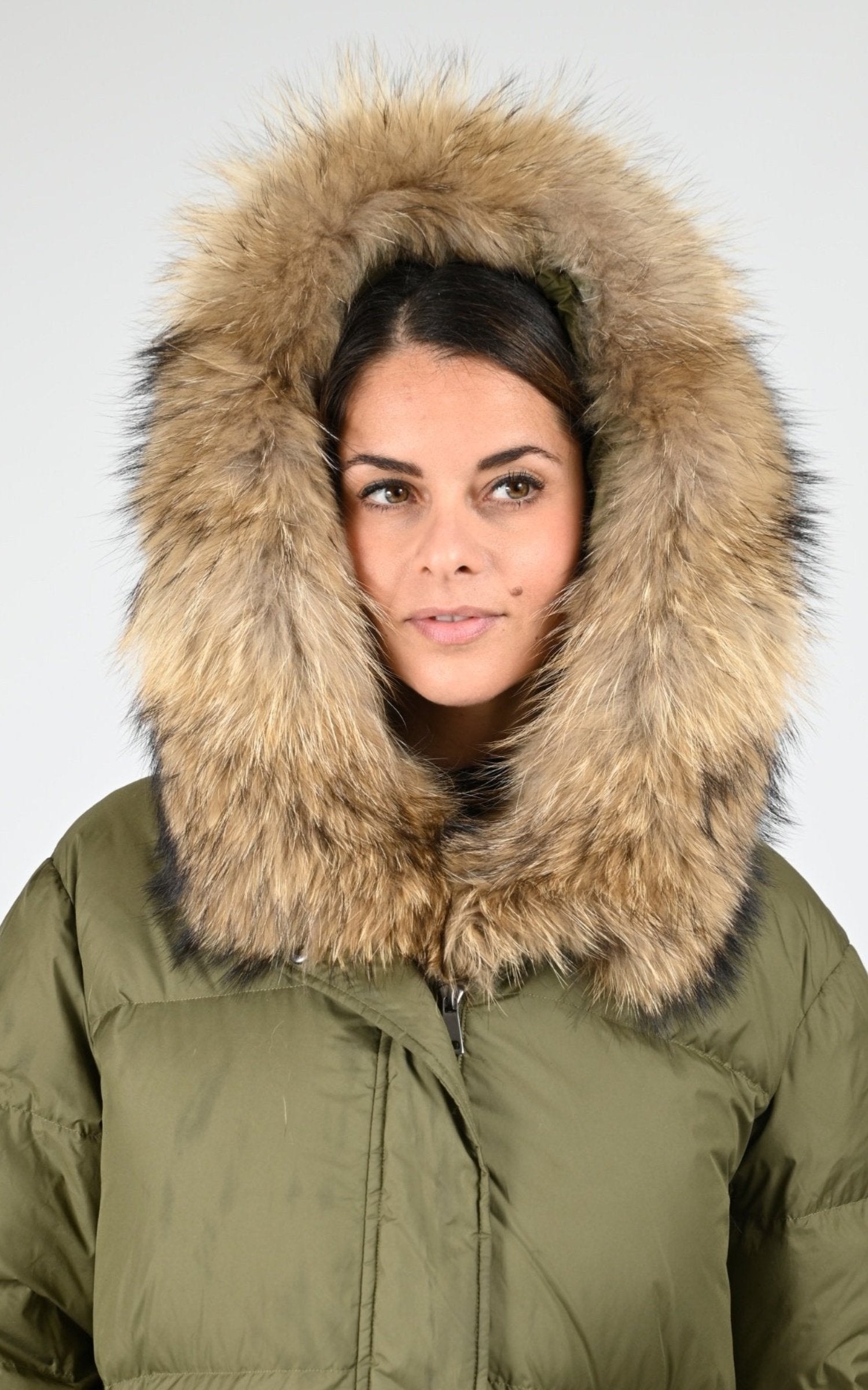 3/4 doudoune Textile Femme Giorgio &amp; Mario, modèle Osmande de couleur kaki 5