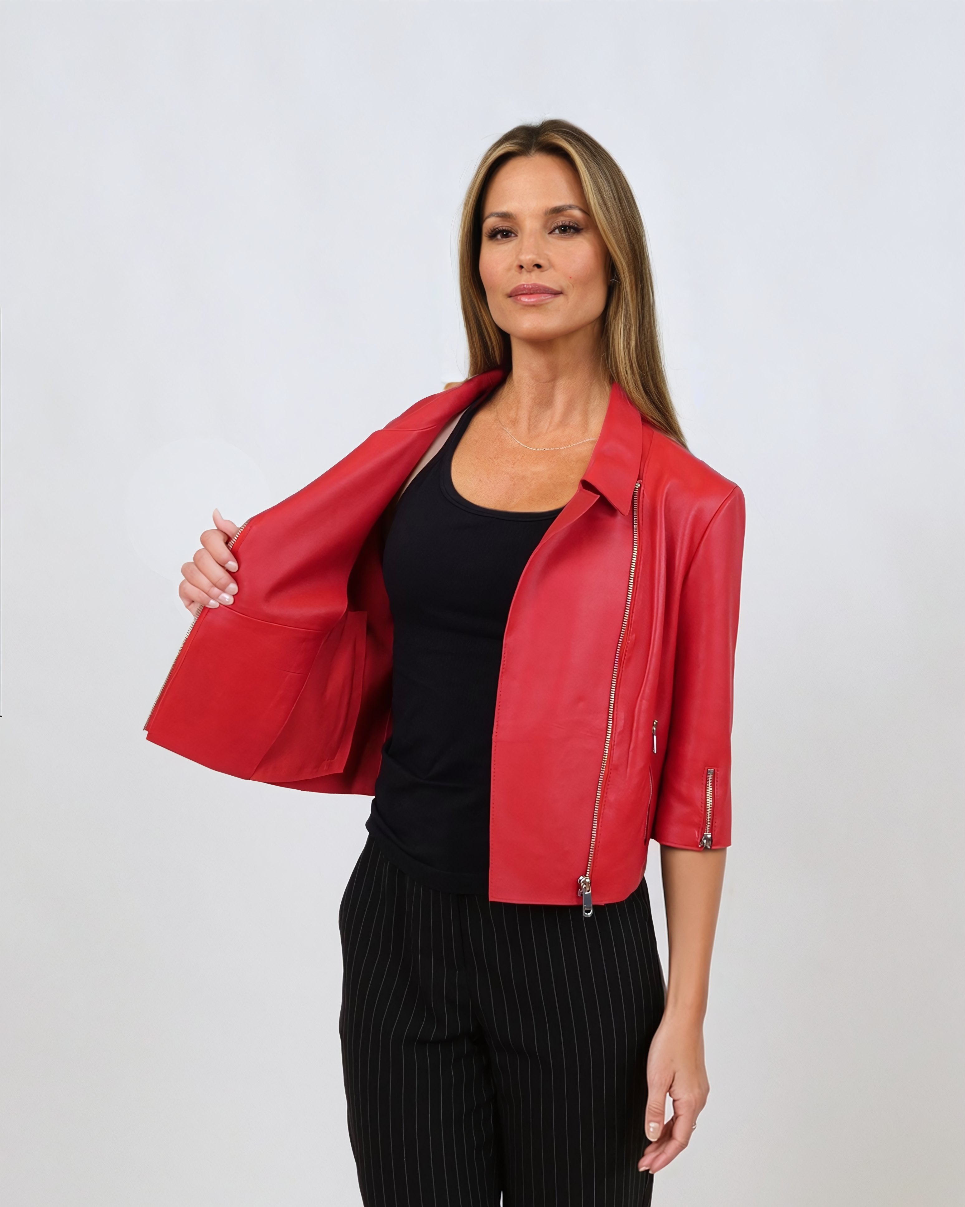 Ditte, 45 cm. Lamb Dior Bonded Leather-Women Radient Red