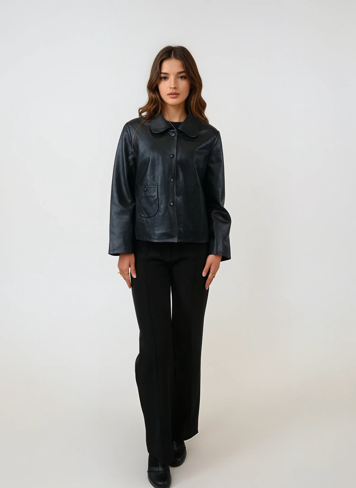 Marley, 53 cm. - Collar Lamb Polish Nappa Leather Black 5