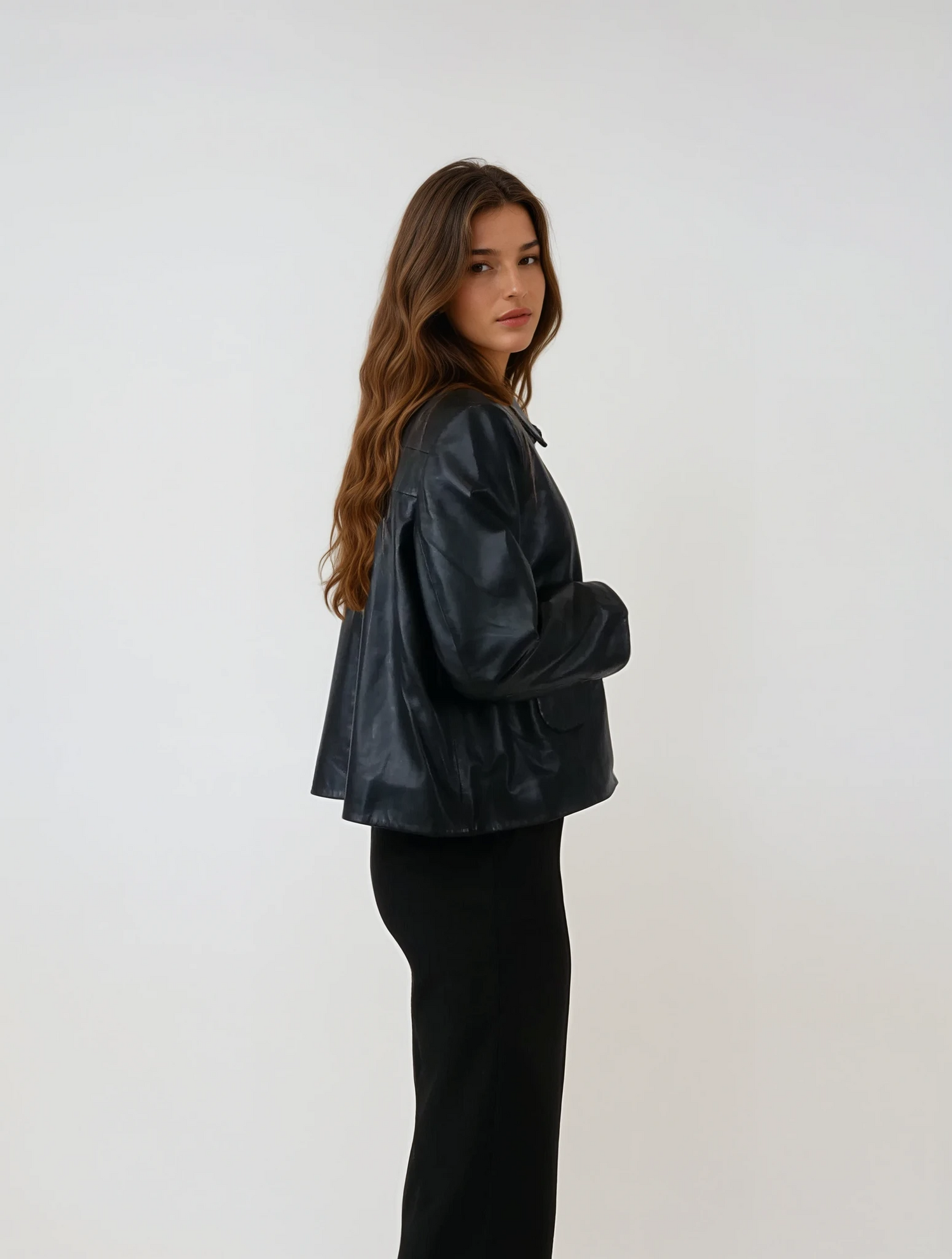 Marley, 53 cm. - Collar Lamb Polish Nappa Leather Black 2