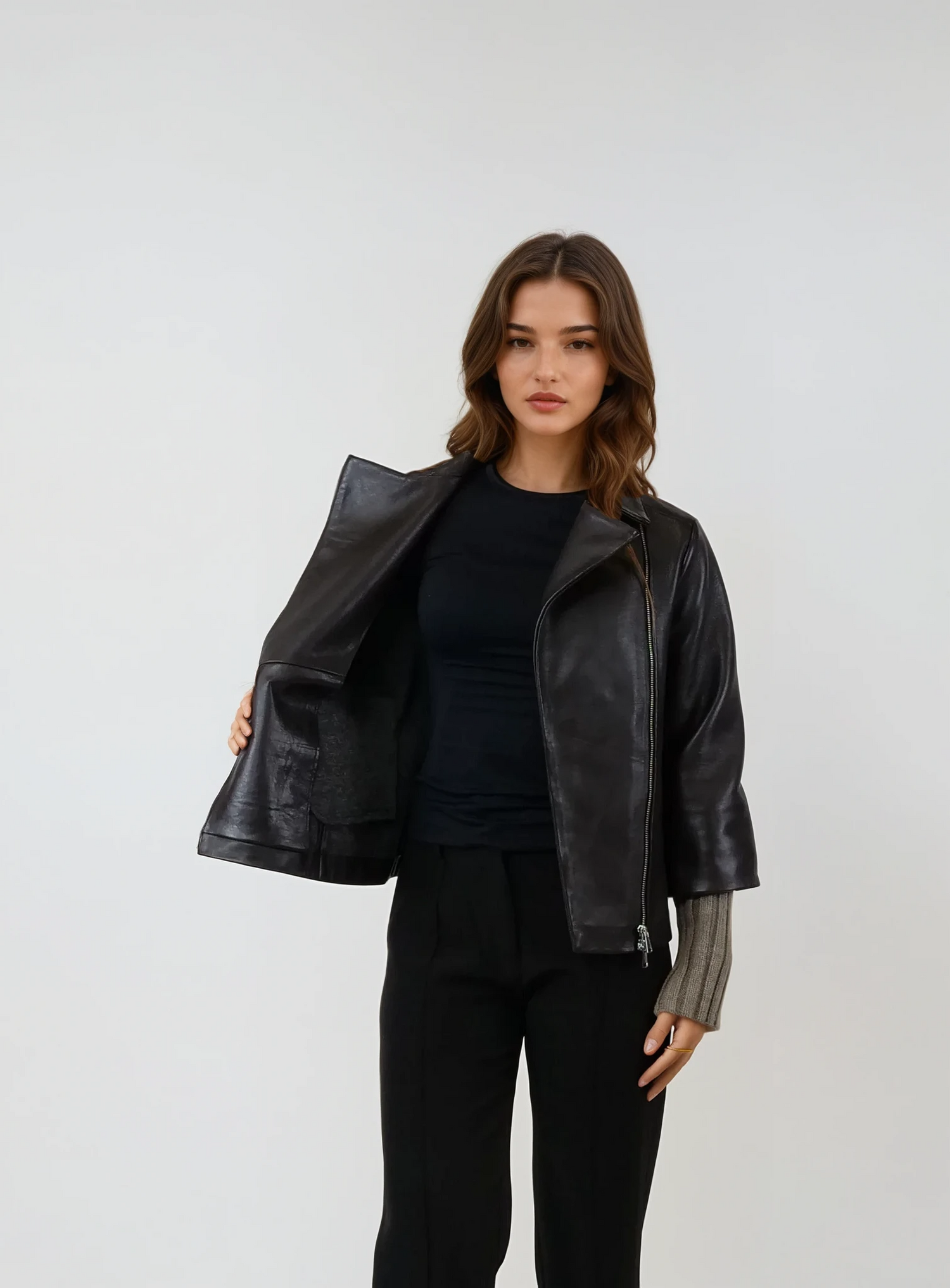 Gemini, 55 cm. Lamb Dior Bonded Leather-Women Dark Brown 3