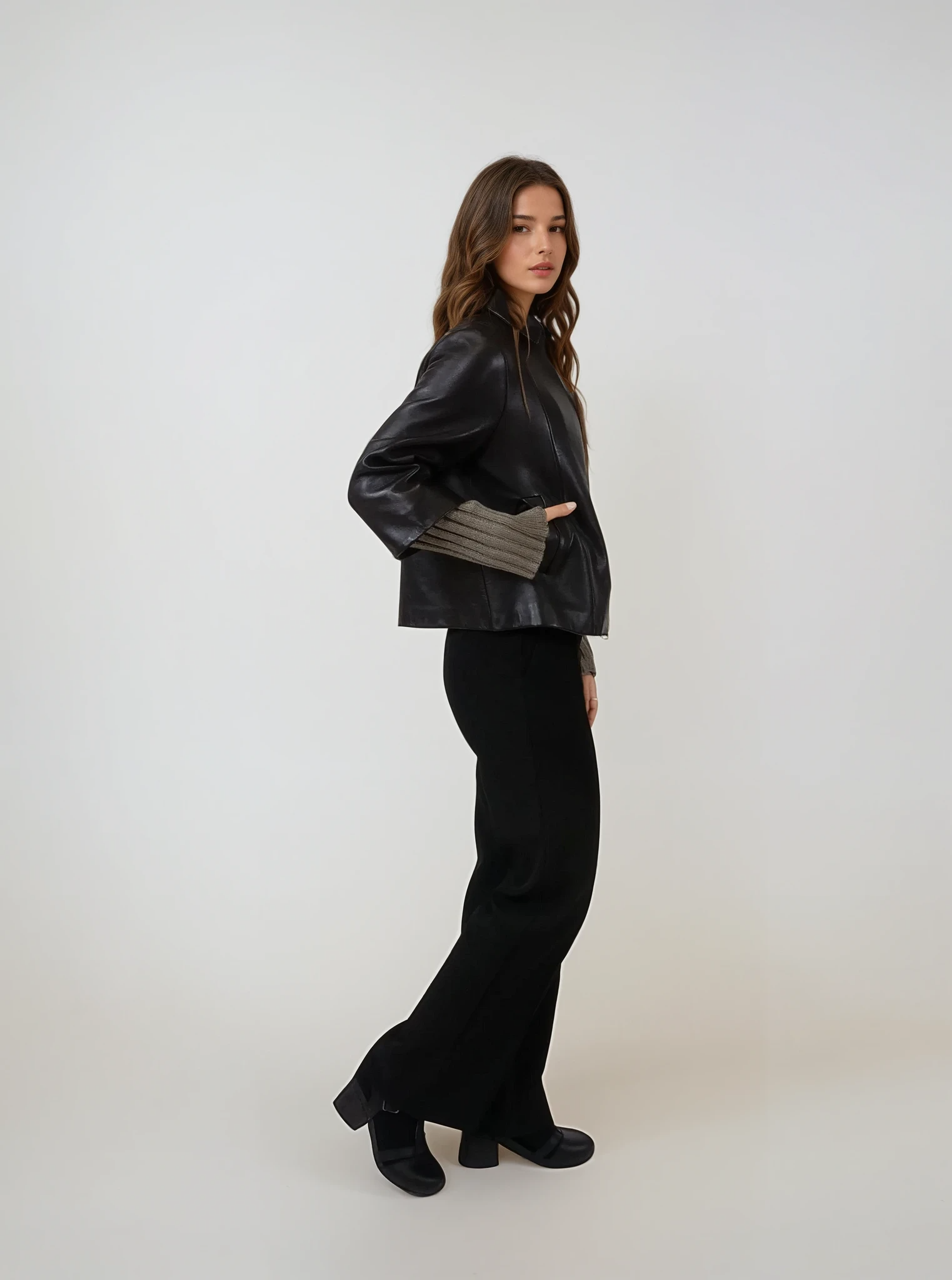 Gemini, 55 cm. Lamb Dior Bonded Leather-Women Dark Brown