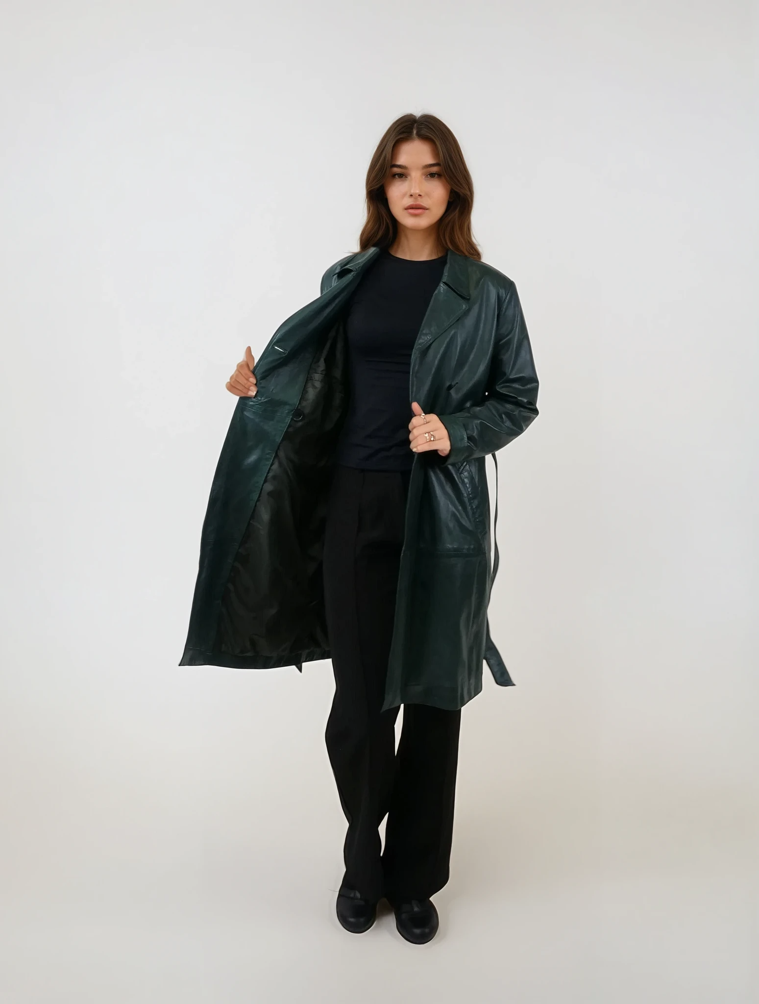Arlise, 95 cm. Lamb Malli Leather - Women Copper Green
