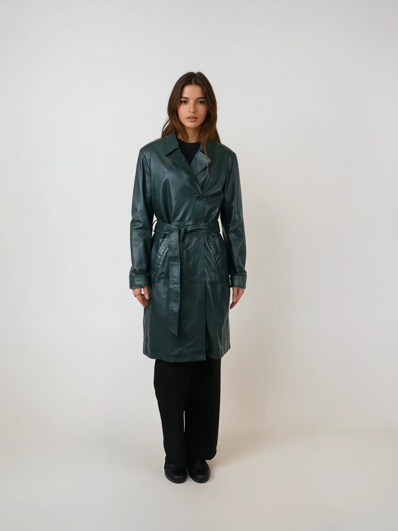 Arlise, 95 cm. Lamb Malli Leather - Women Copper Green