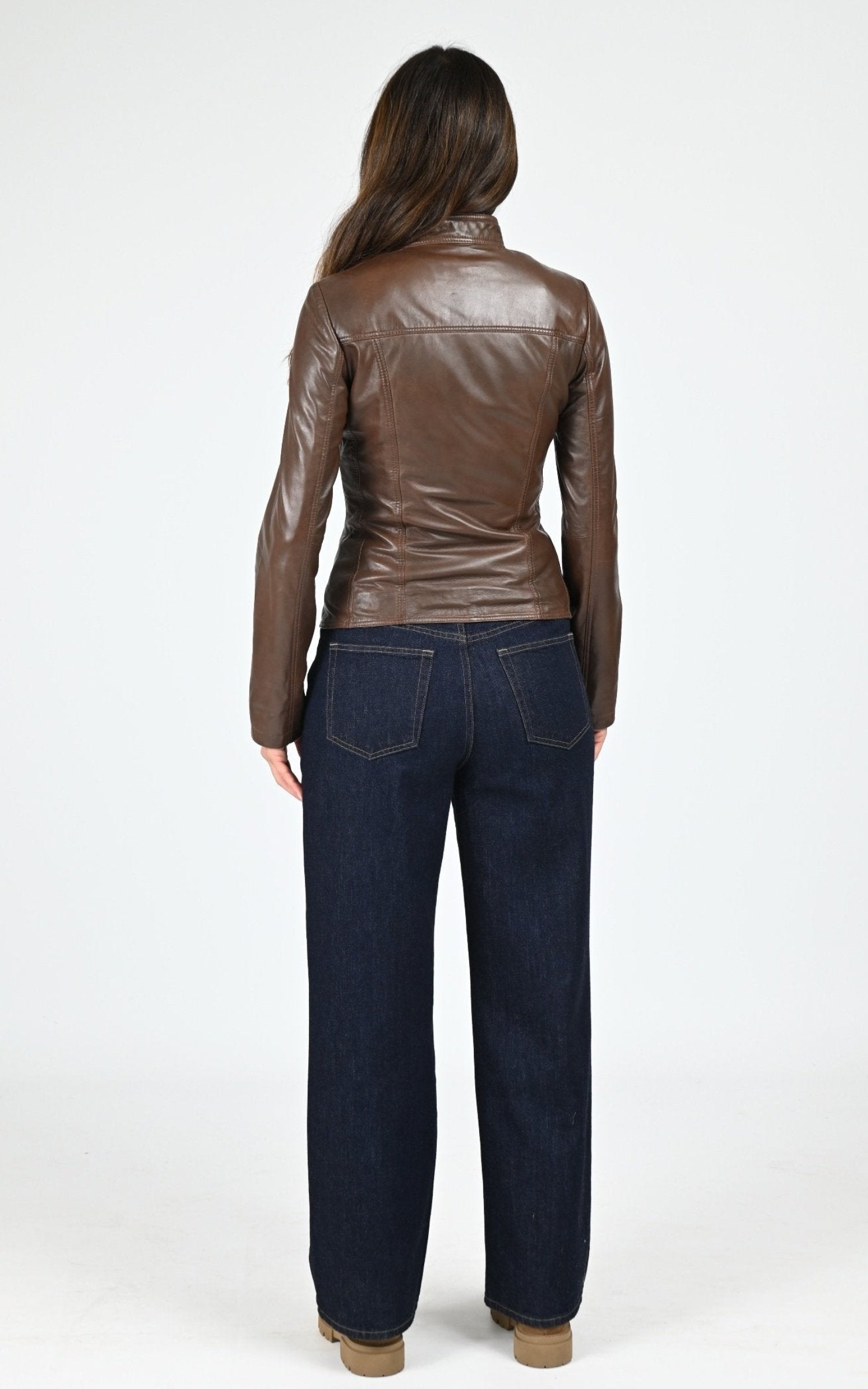 A &quot;P1401&quot; Marron Clair La Canadienne Blouson Femme back photo