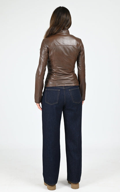 A &quot;P1401&quot; Marron Clair La Canadienne Blouson Femme back photo