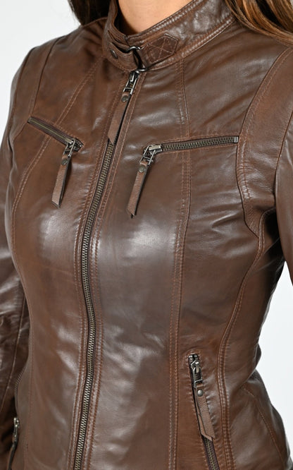 A &quot;P1401&quot; Marron Clair La Canadienne Blouson Femme details photo