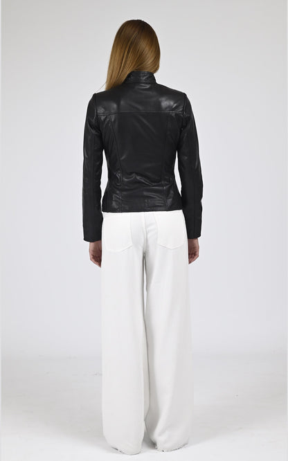 Blouson Cuir Femme La canadienne, modèle P1401 de couleur noir