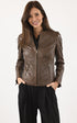 Blouson cuir femme La canadienne, modèle P1413 de couleur Marron - vue fermée