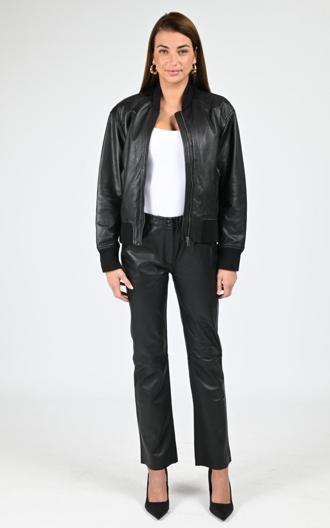 Blouson Cuir Femme Oakwood, modèle Paige 65168 de couleur black 501