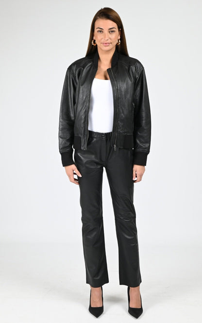 Blouson Cuir Femme Oakwood, modèle Paige 65168 de couleur black 501