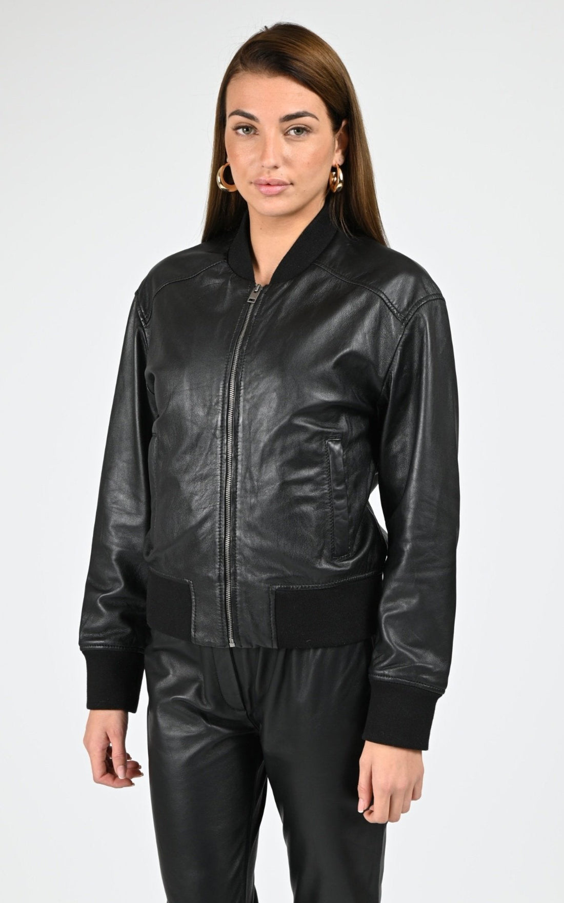 Blouson Cuir Femme Oakwood, modèle Paige 65168 de couleur black 501