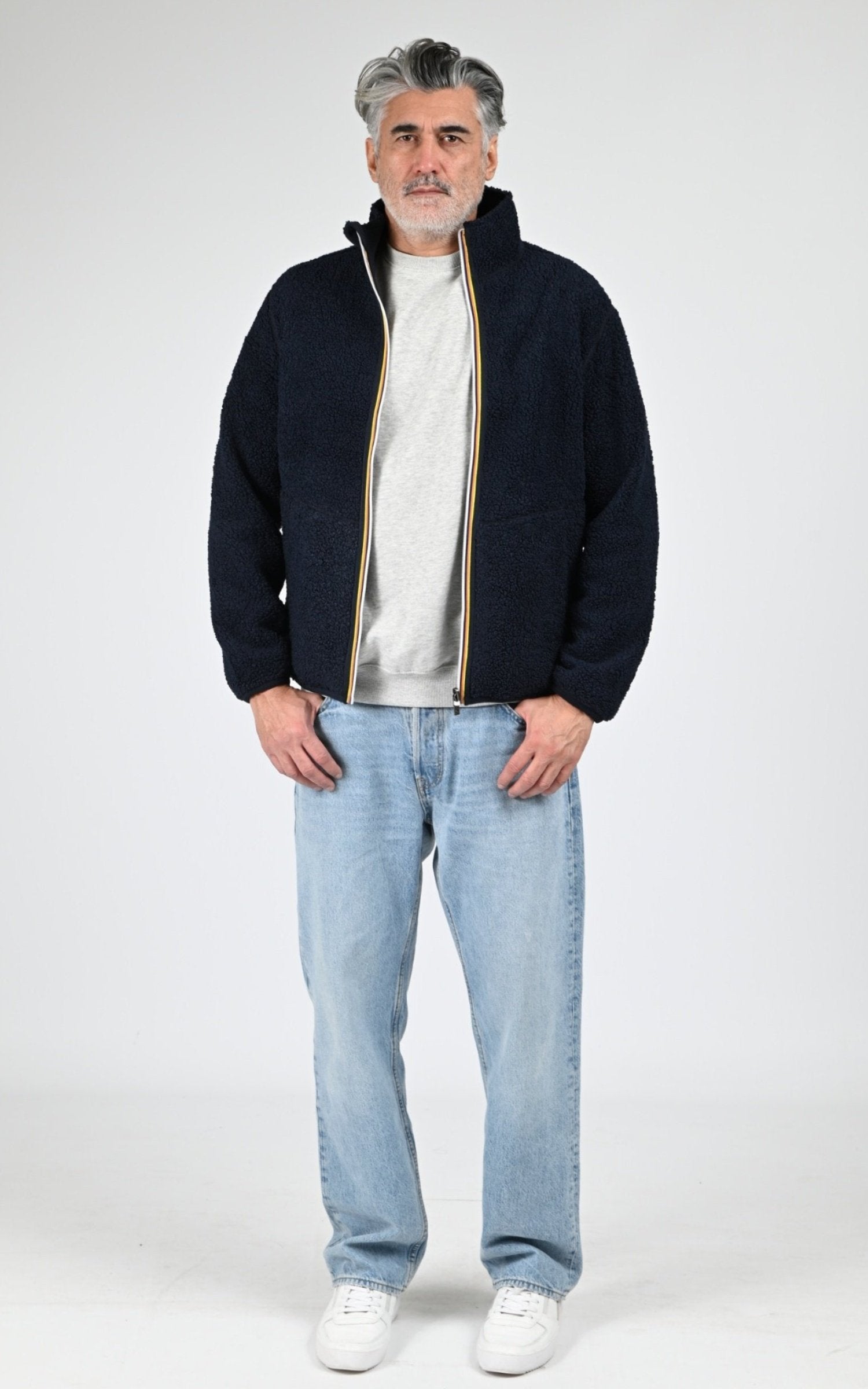 Blouson Textile Homme K-Way, modèle Pascal sherpa k3132pw de couleur blue depth a2b