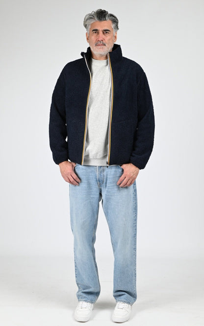 Blouson Textile Homme K-Way, modèle Pascal sherpa k3132pw de couleur blue depth a2b