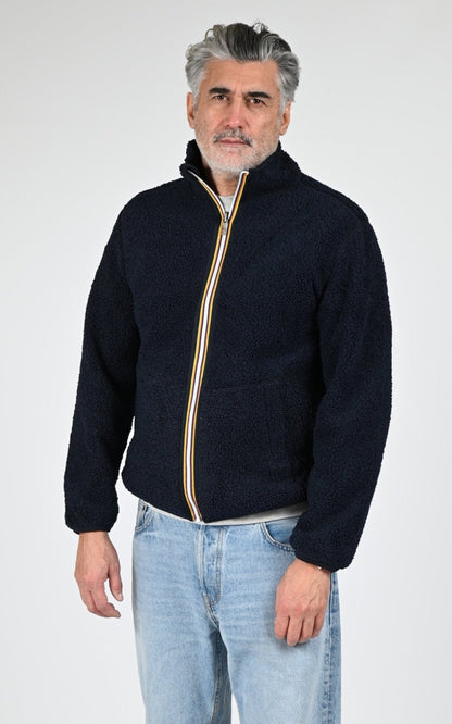 Blouson Textile Homme K-Way, modèle Pascal sherpa k3132pw de couleur blue depth a2b