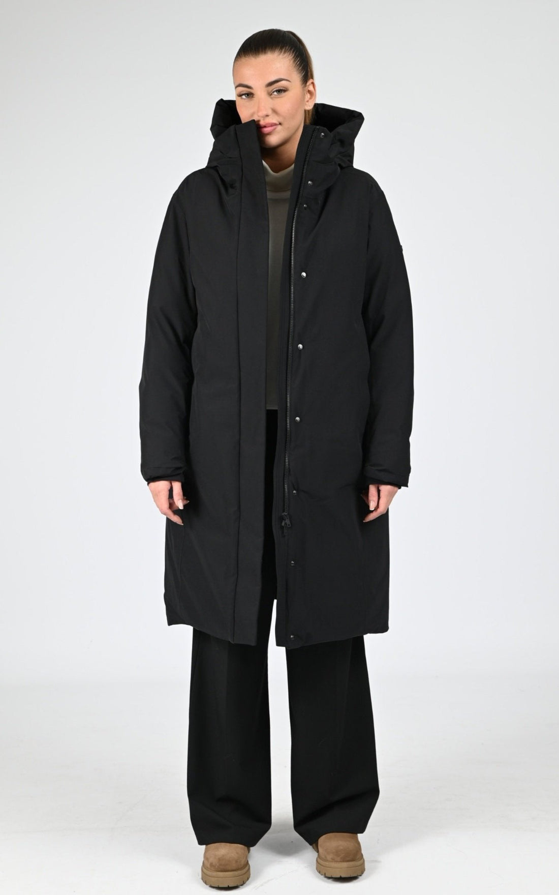 Parka Textile Femme Scandinavian Edition, modèle Path de couleur onyx