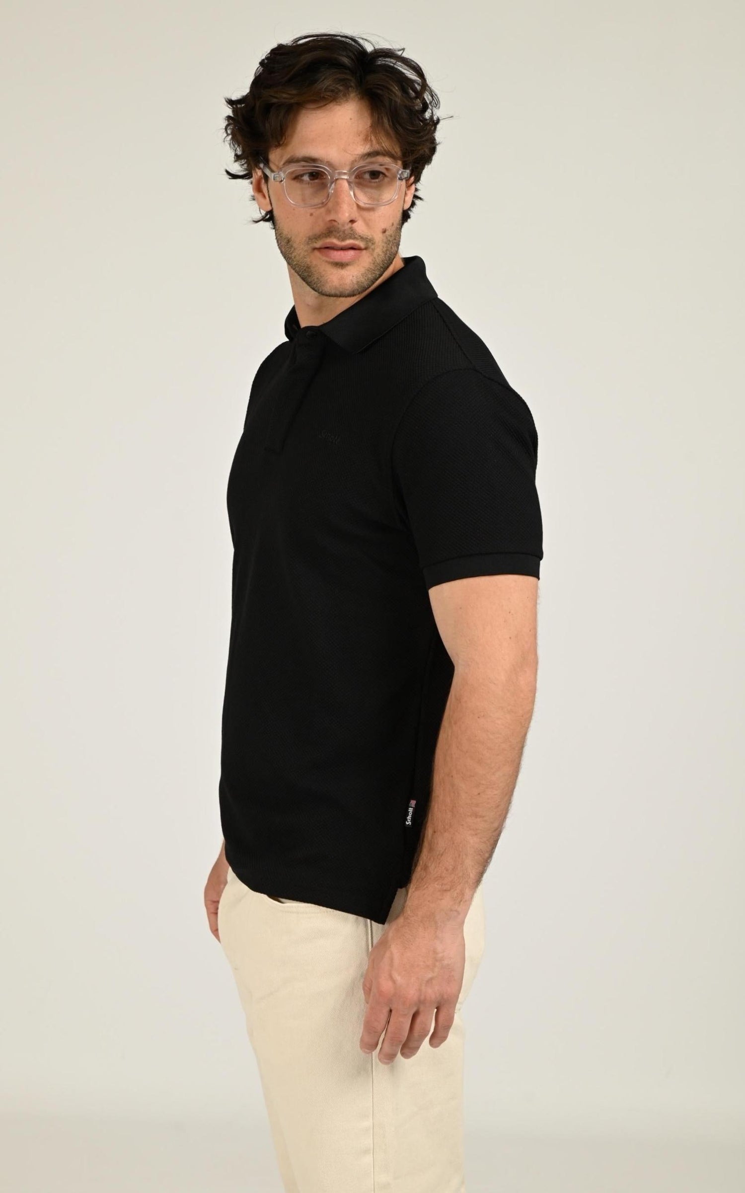 Polo Textile Homme Schott, modèle Ps collin de couleur noir 2