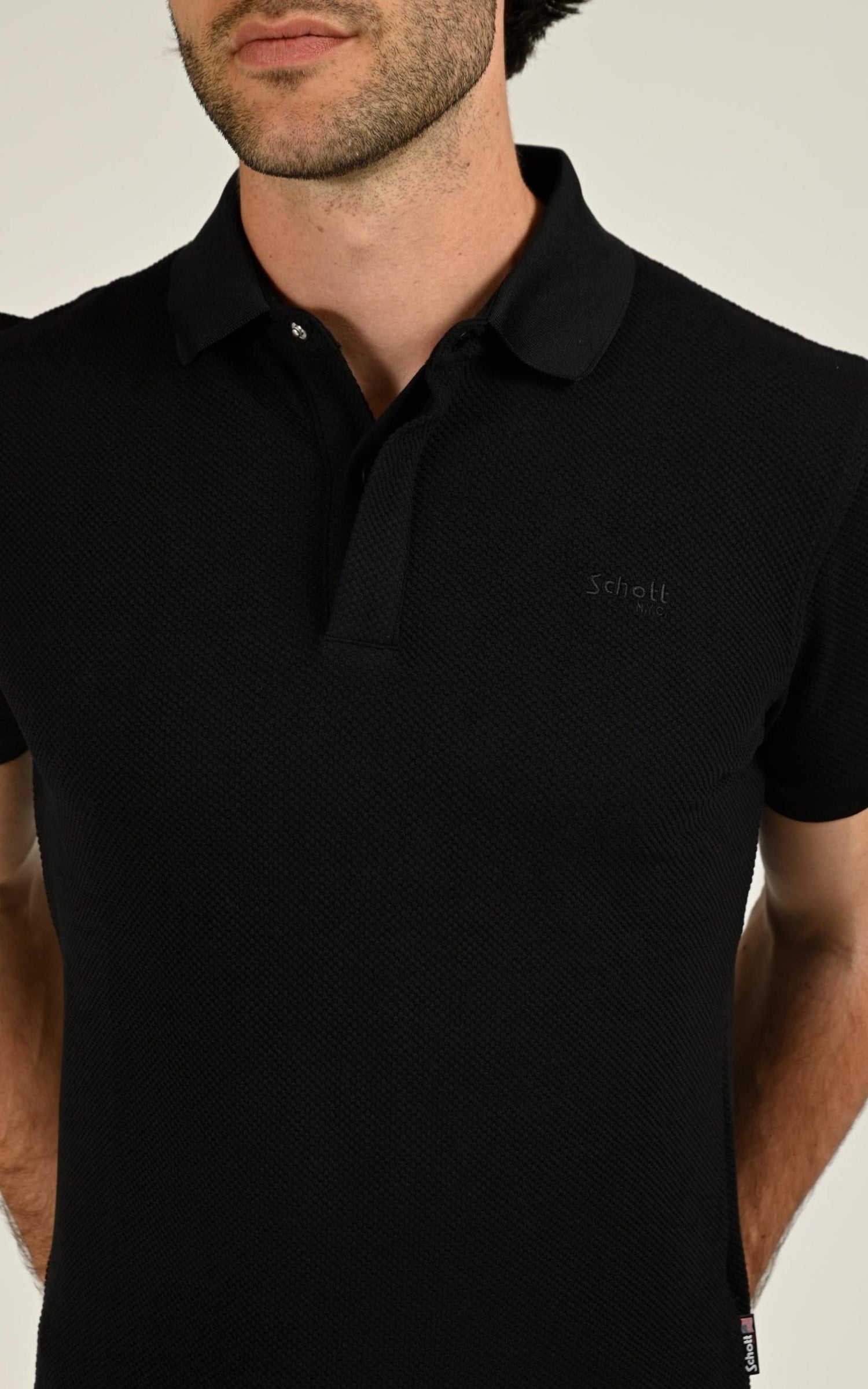 Polo Textile Homme Schott, modèle Ps collin de couleur noir 4