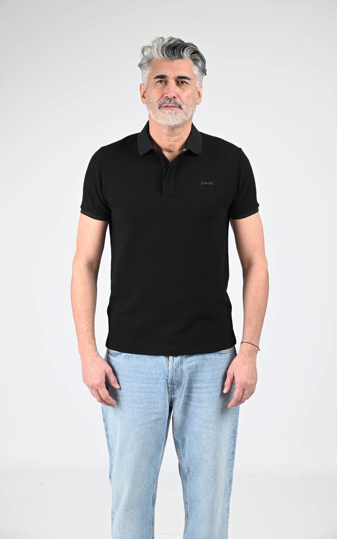 Polo Textile Homme Jaj -Schott-, modèle Ps coney de couleur black
