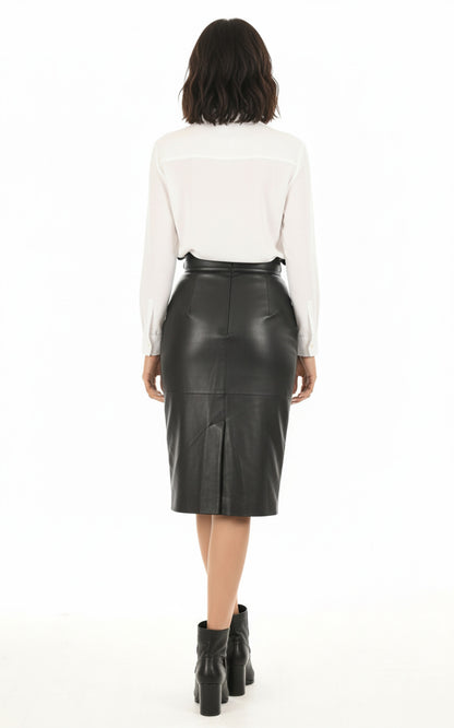 Jupe crayon cuir noir