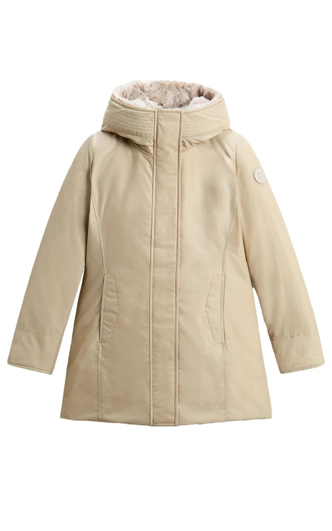 Parka avec fausse fourrure beige