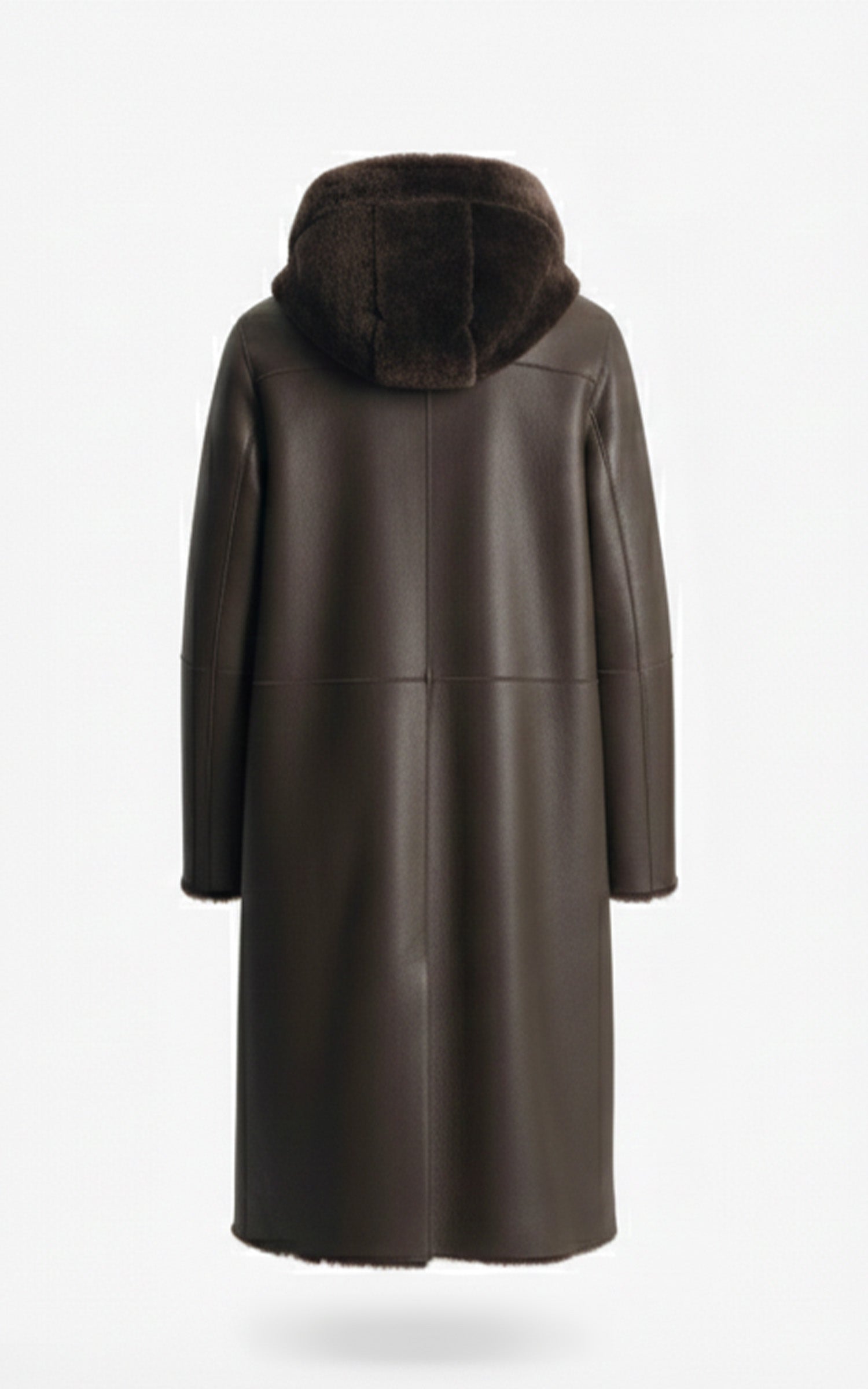 Manteau peau lainée à capuche marron 2