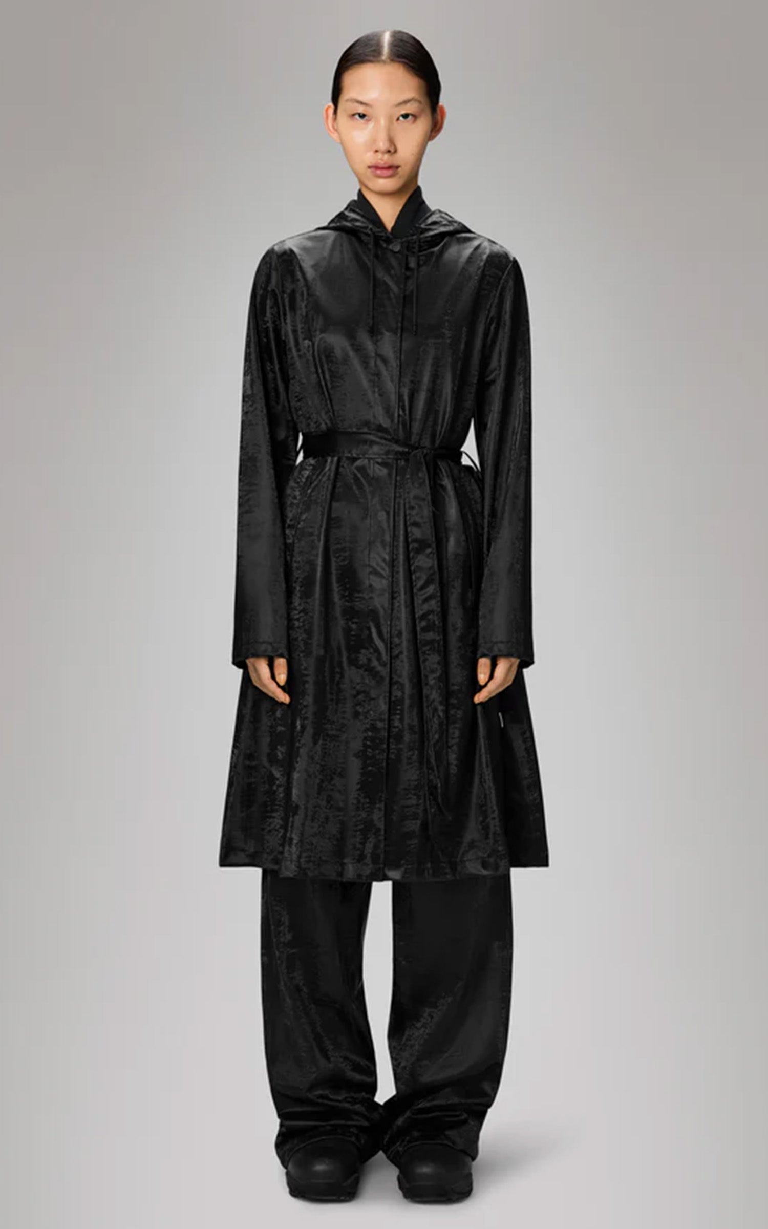 Imperméable A-Line Jacket longer 12040 noir brillant