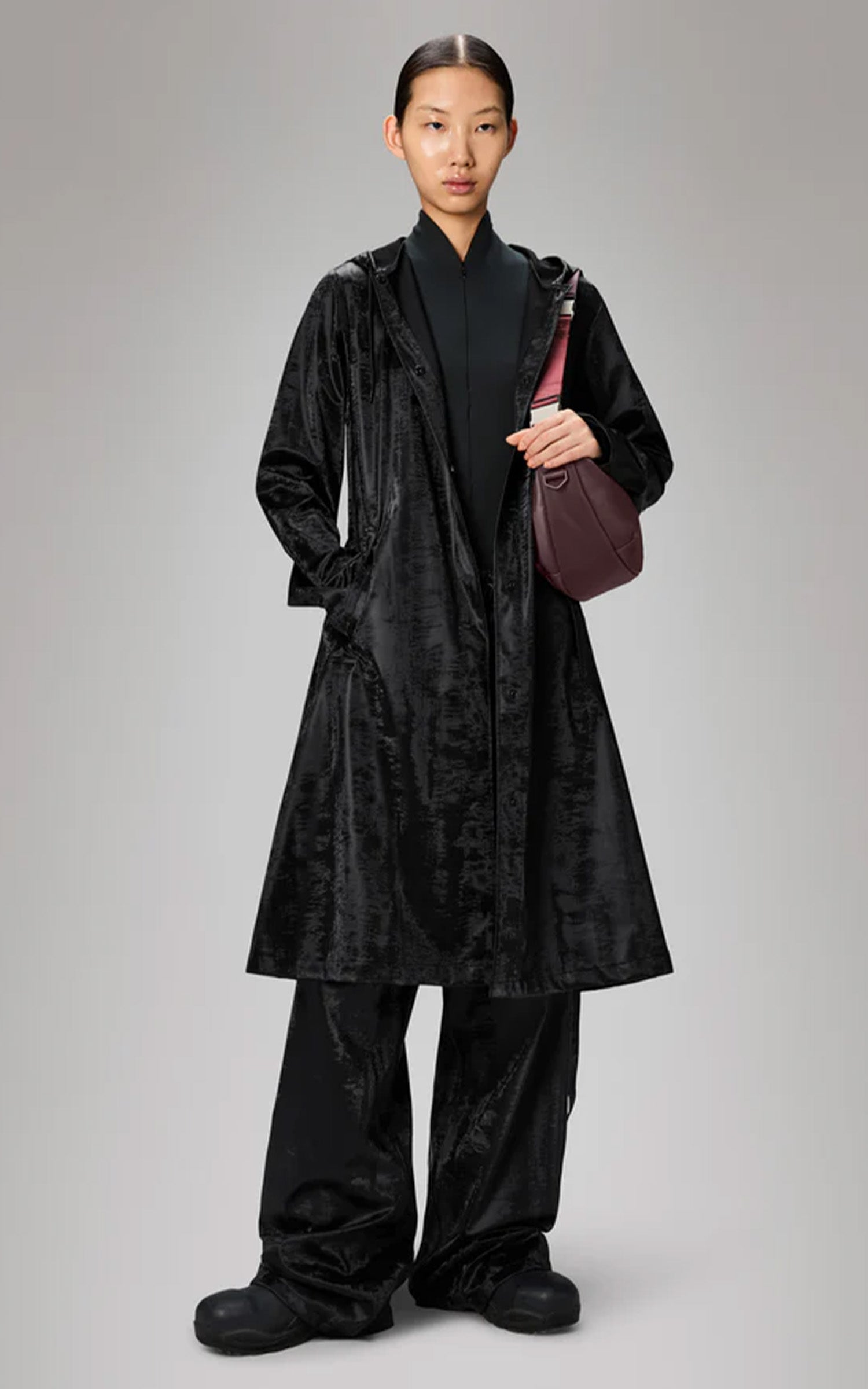 Imperméable A-Line Jacket longer 12040 noir brillant