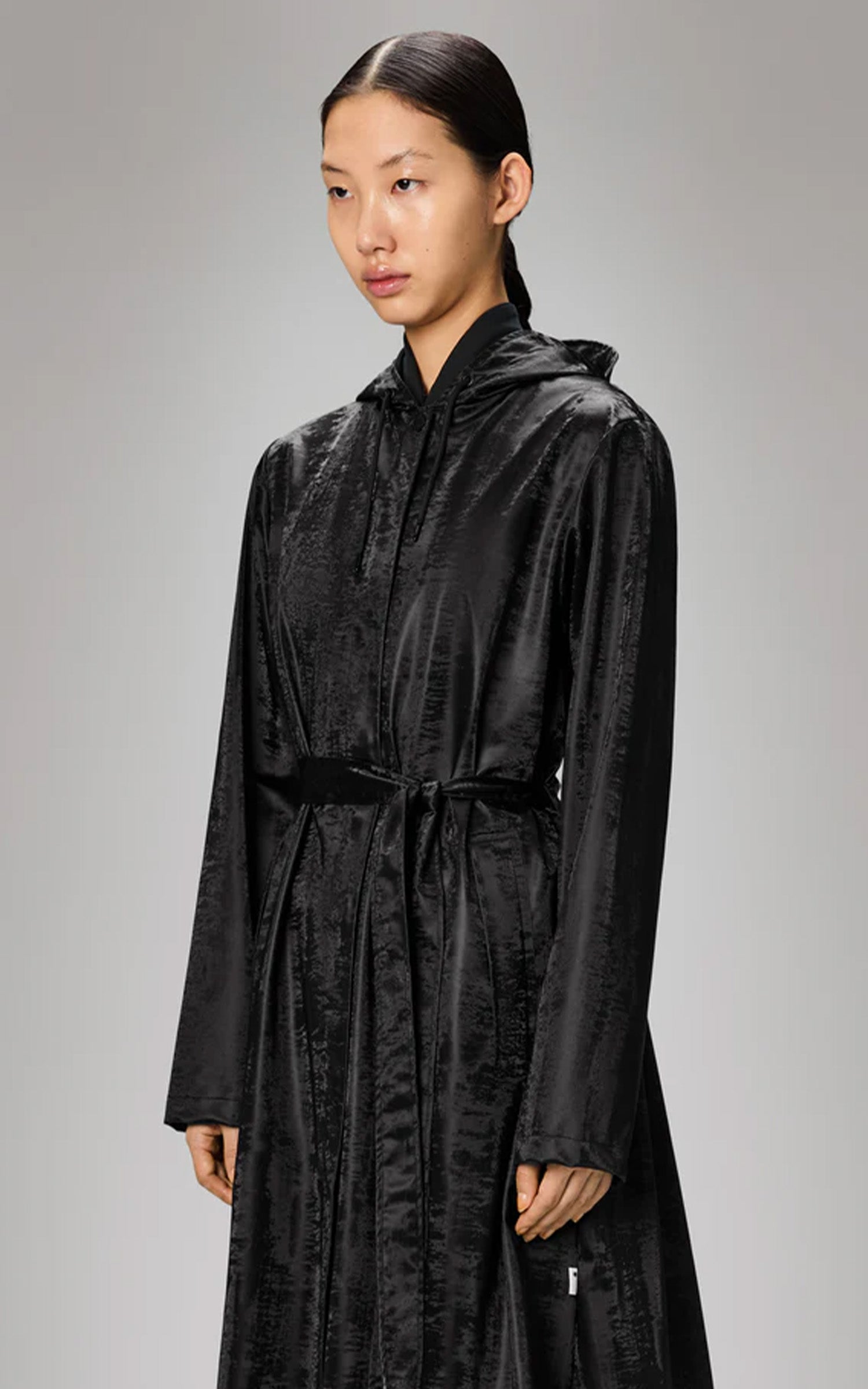 Imperméable A-Line Jacket longer 12040 noir brillant 2