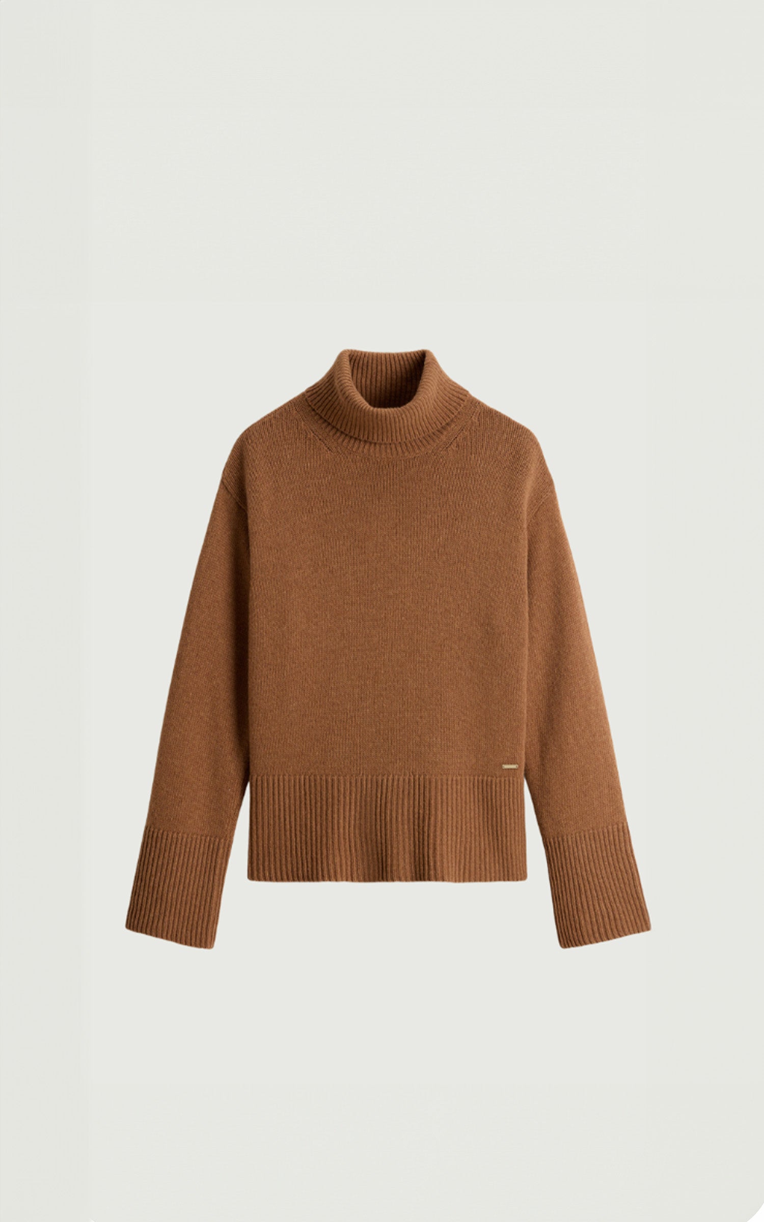 Pull à col roulé laine camel