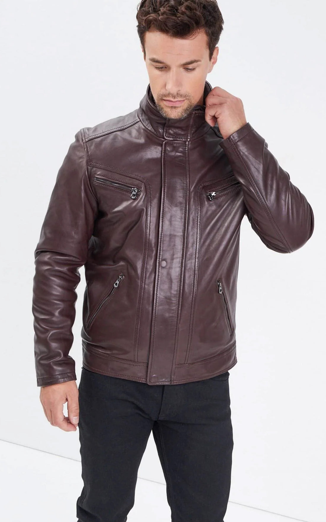 Blouson cuir Falconero marron foncé