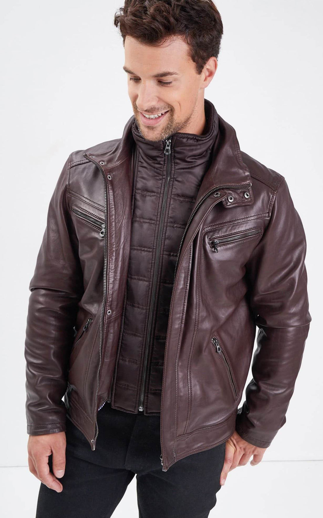 Blouson cuir Falconero marron foncé