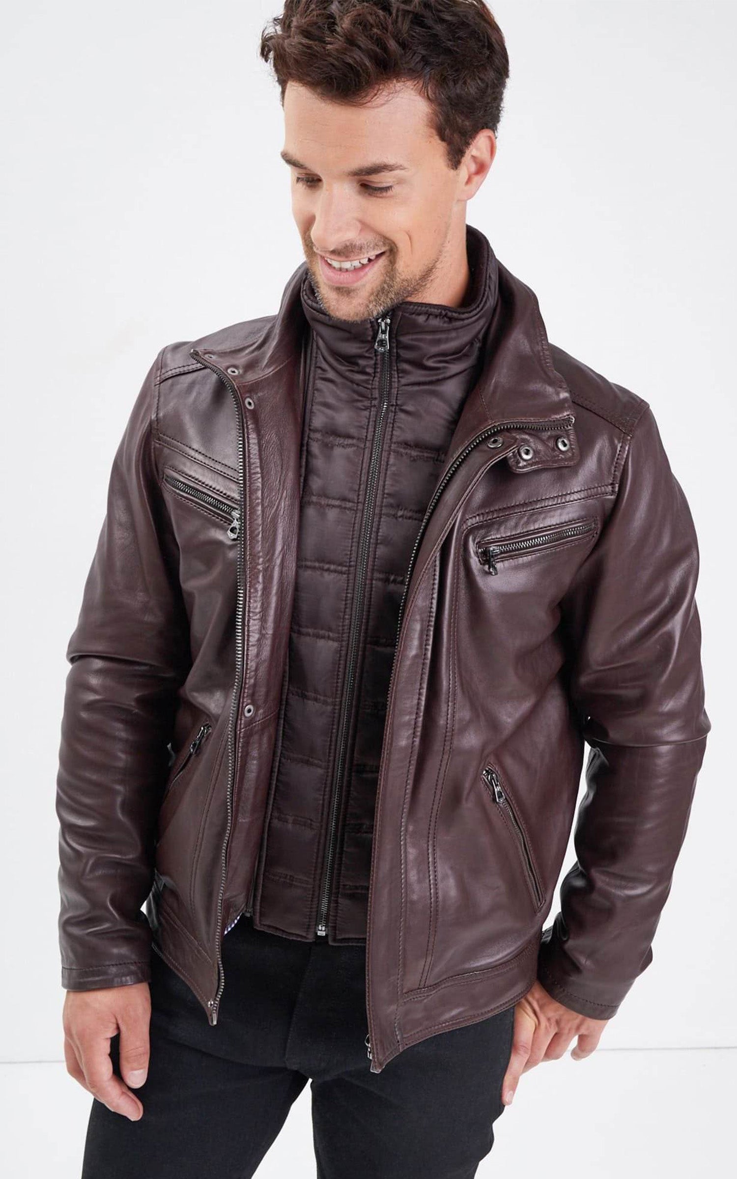 Blouson cuir Falconero marron foncé