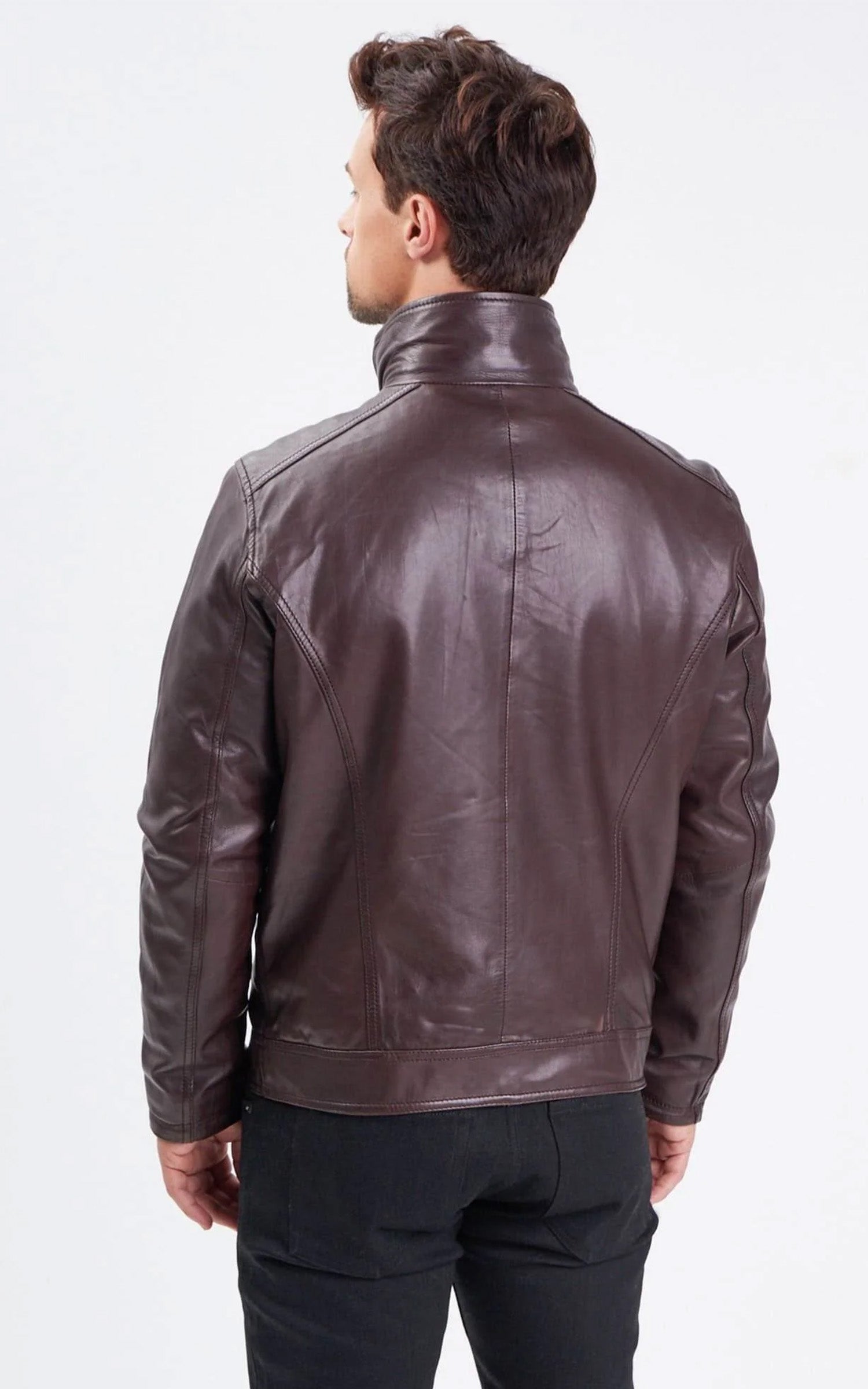 Blouson cuir Falconero marron foncé 4