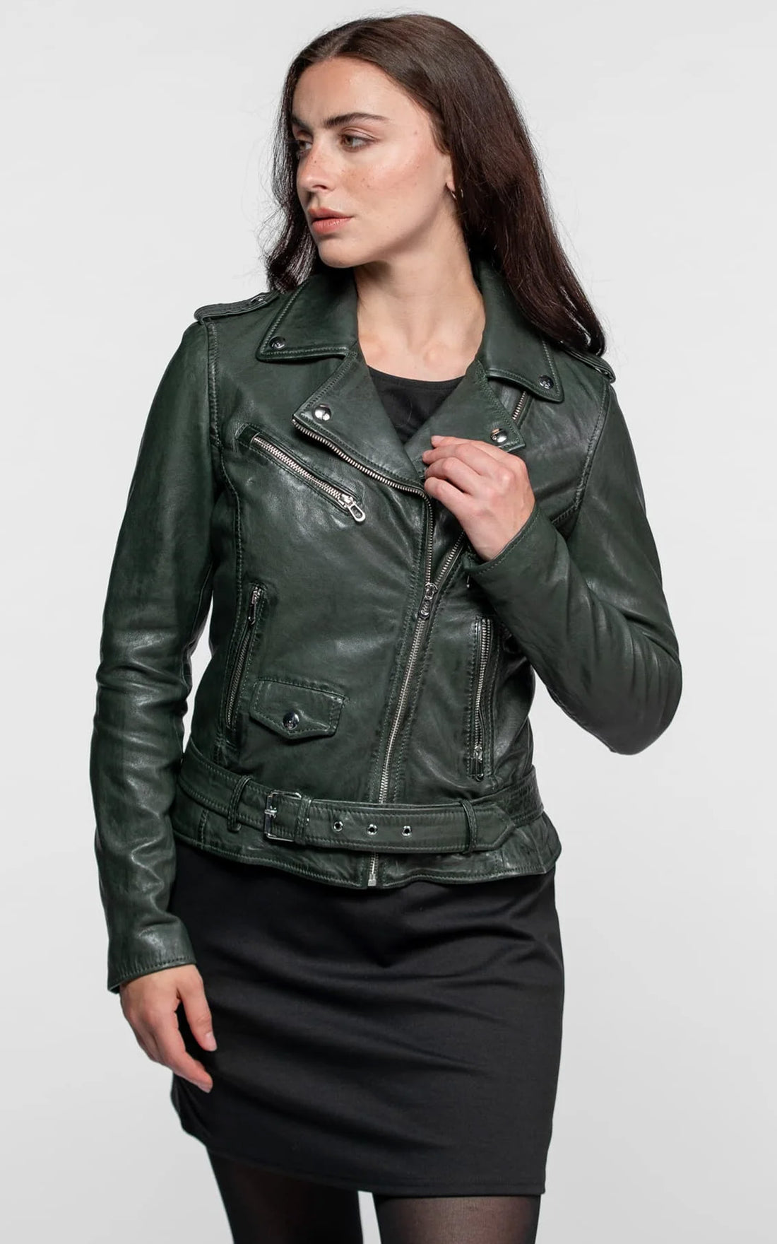 Perfecto cuir Paula kaki