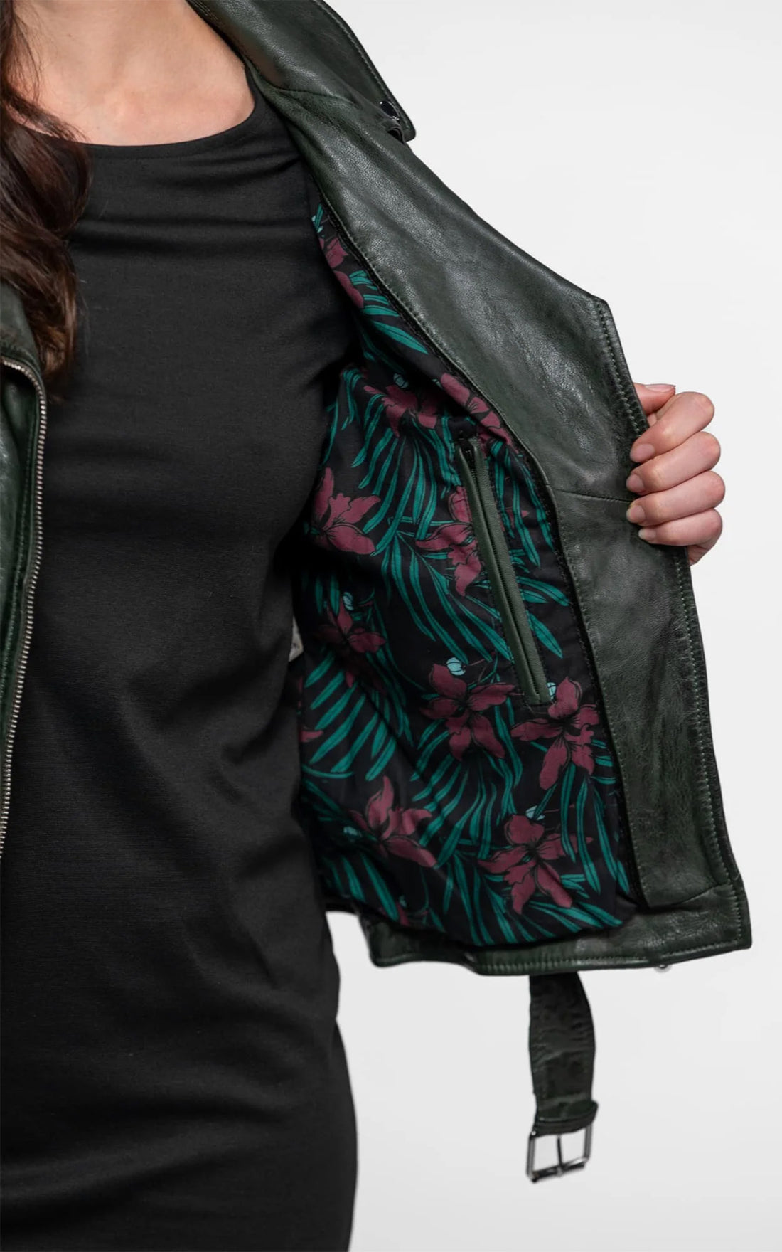 Perfecto cuir Paula kaki