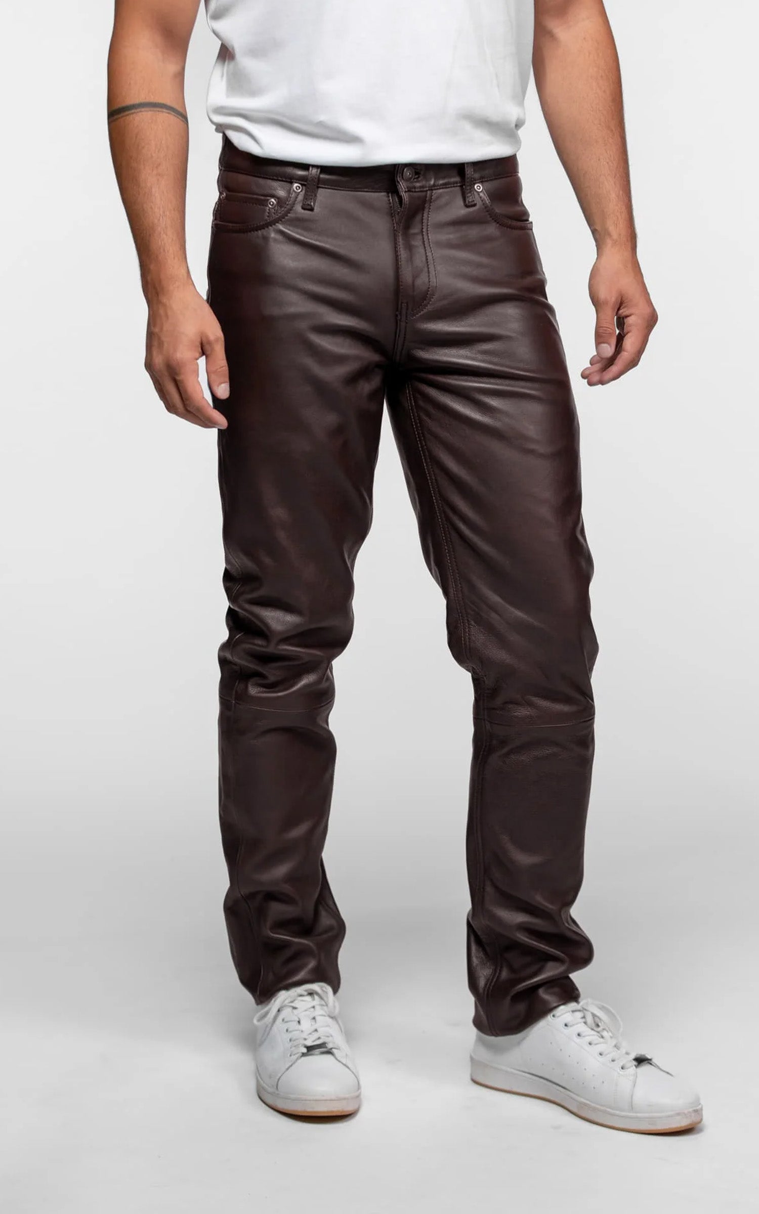 Pantalon cuir Booling marron