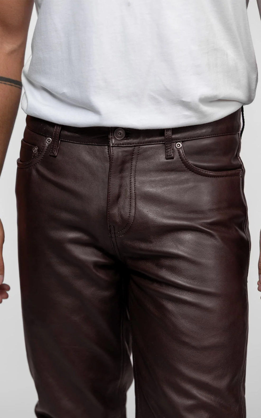 Pantalon cuir Booling marron