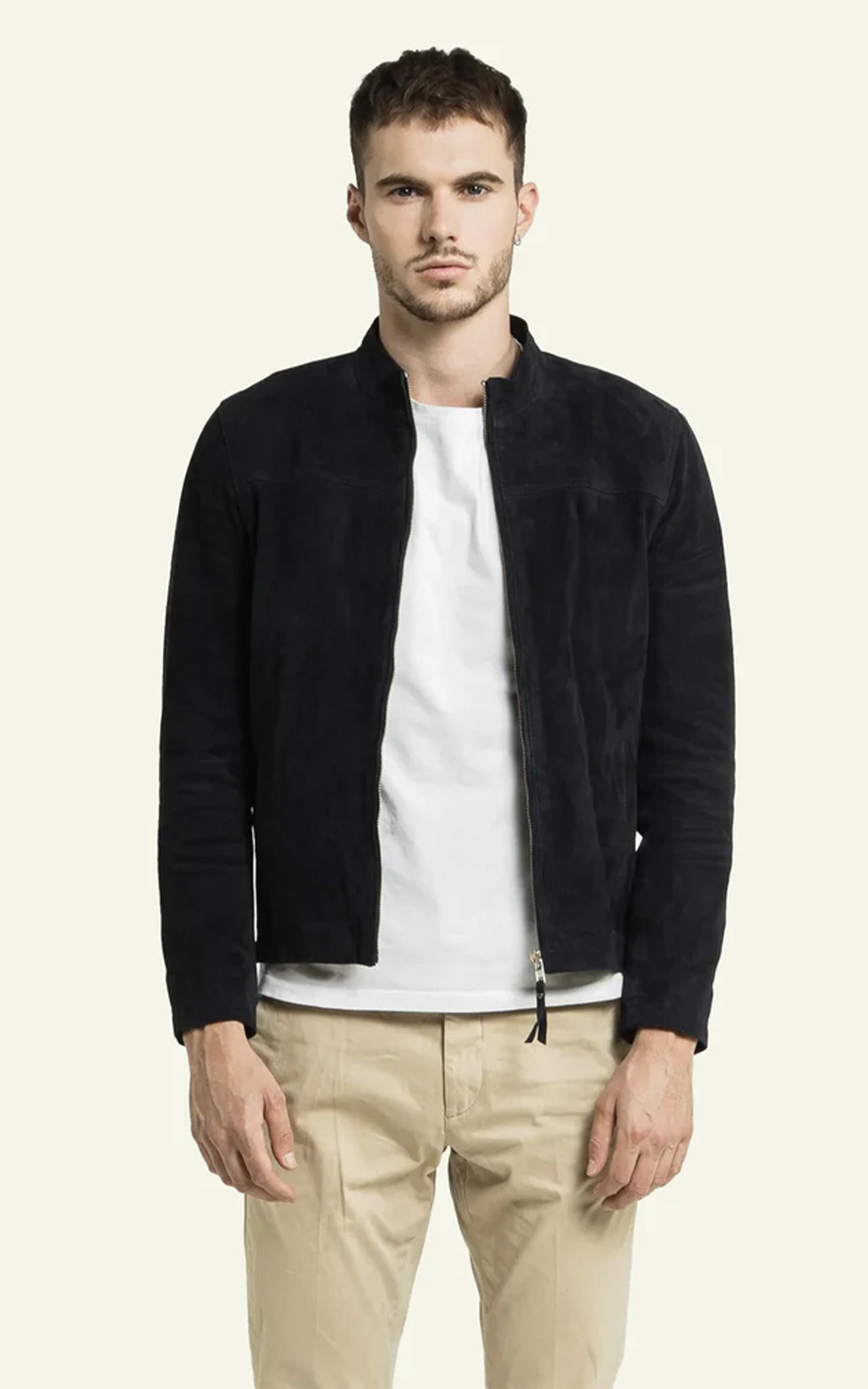 Blouson daim Sylvino bleu marine 2