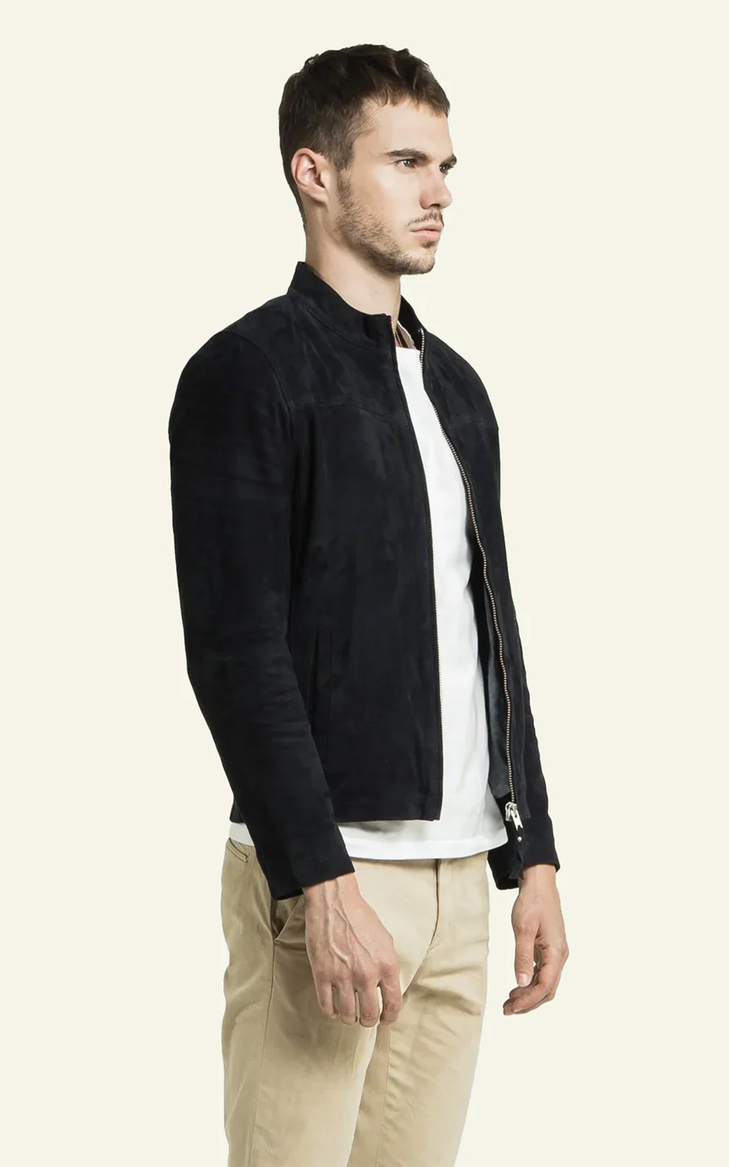 Blouson daim Sylvino bleu marine 3