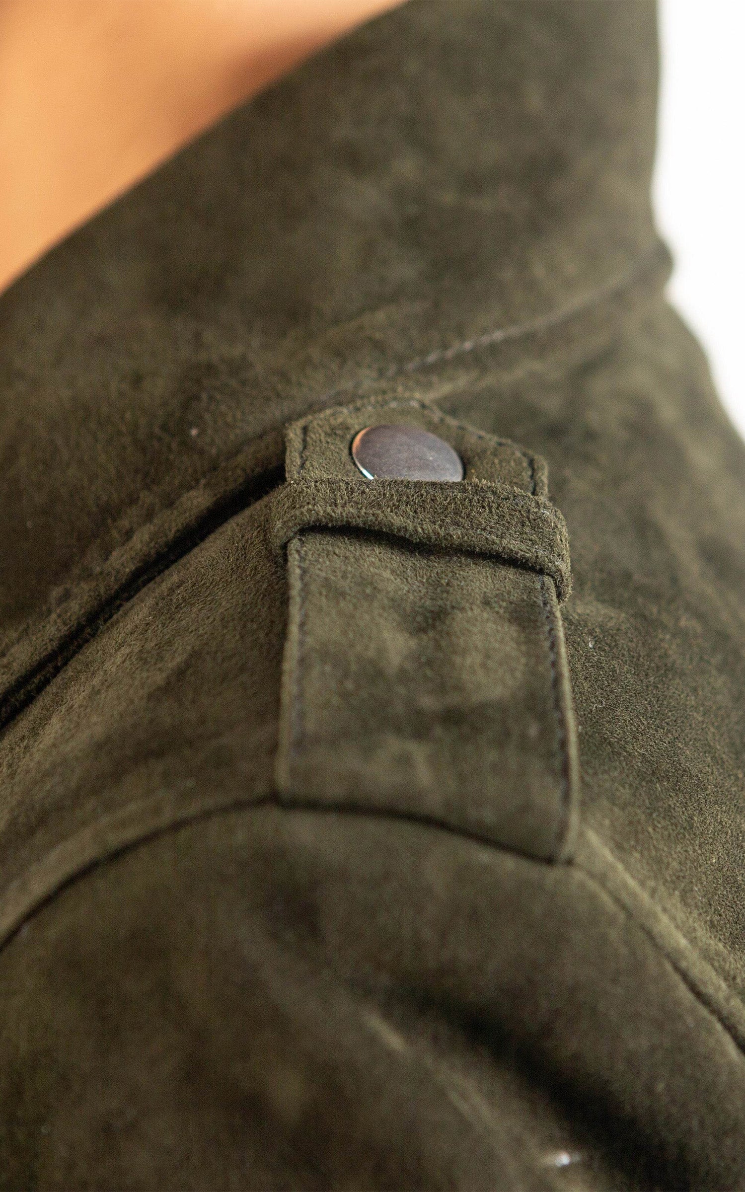 Blouson cuir chèvre velours Vela kaki 3